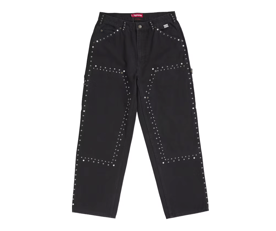 Supreme Black Straight Chino Pants with a girl embroidered
