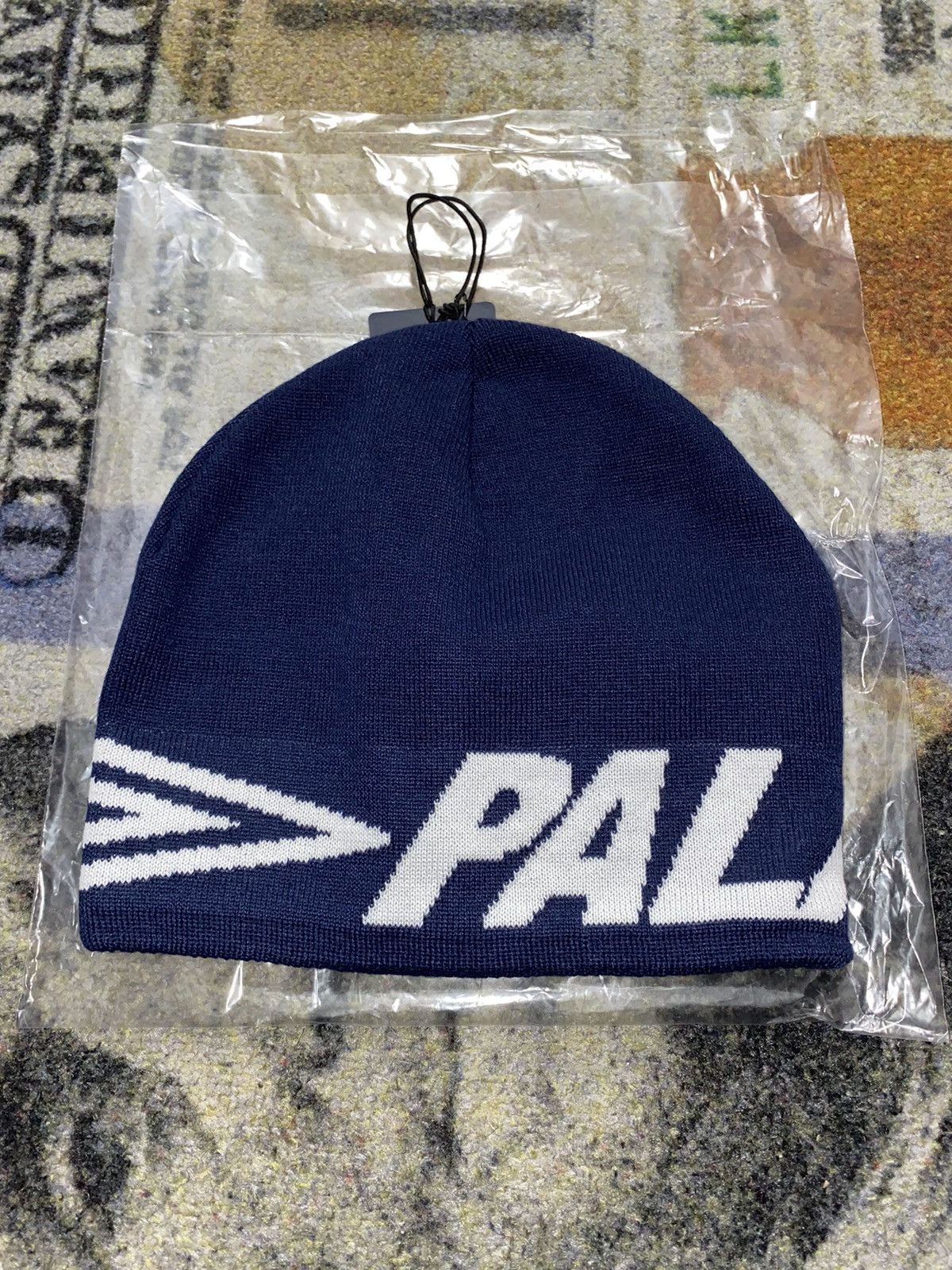 image of Palace x Umbro Nein Cuff Beanie in Navy, Men's