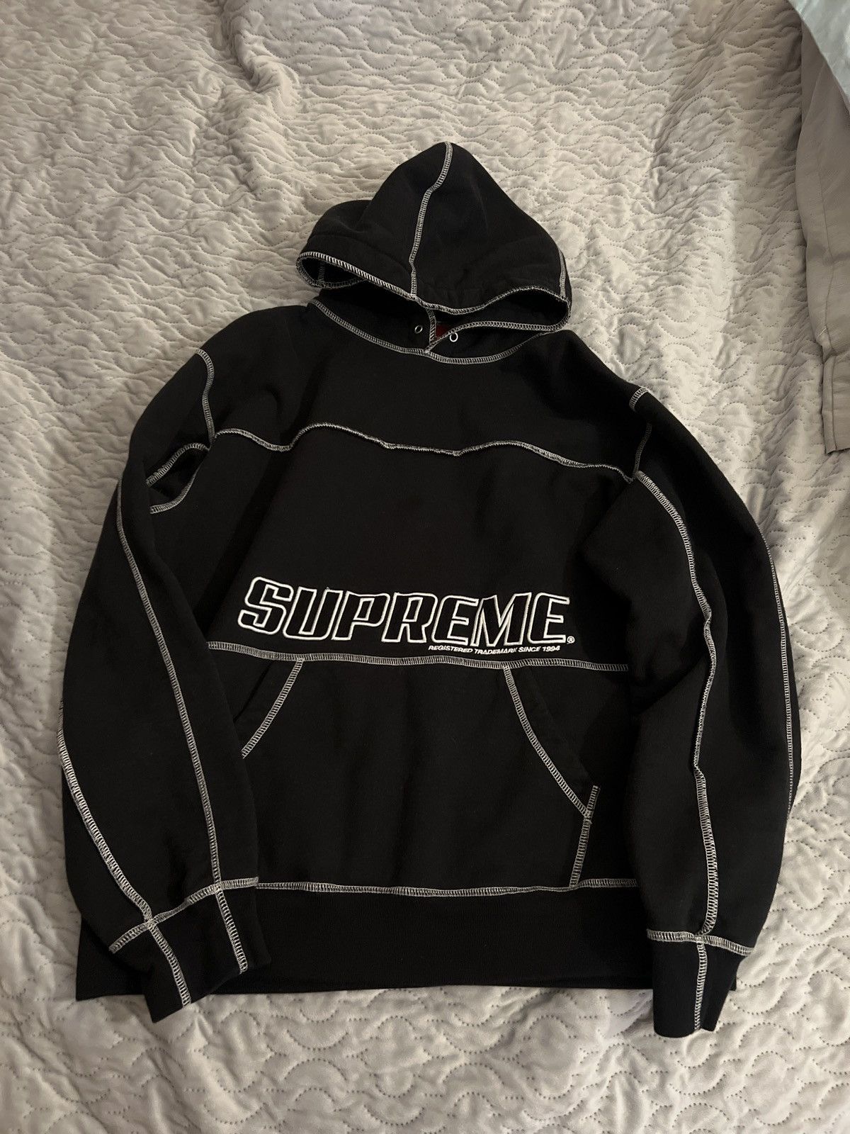 Supreme Coverstitch Hooded Sweatshirt (SS22) - Black – Reborn.