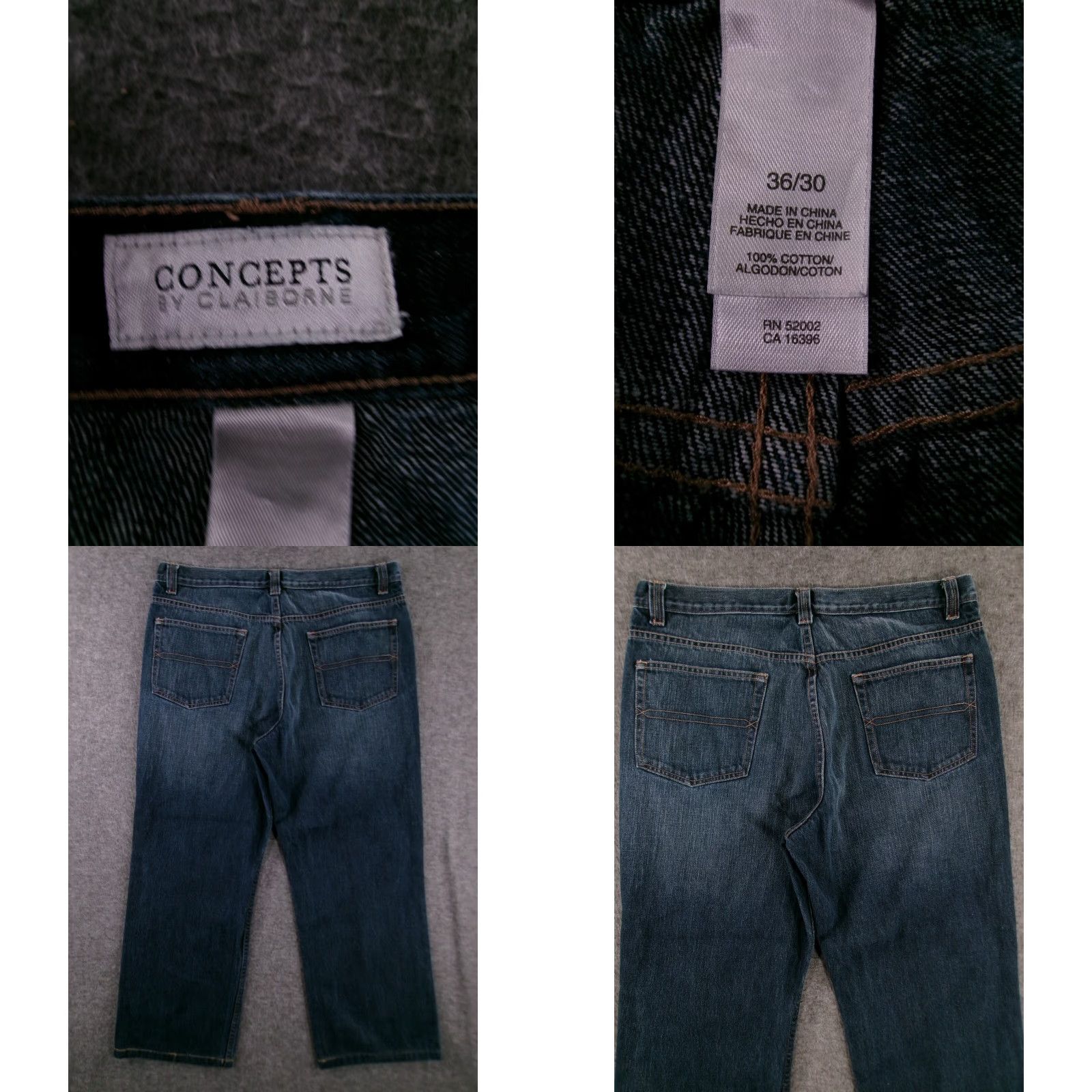 Vintage Concepts by Claiborne Jeans Men 36X27 Straight Leg Relaxed Fit Denim Blue 5-Pocket USA Western 80s 90s Logo Mens Size US 36 / EU 52 - 8 Thumbnail