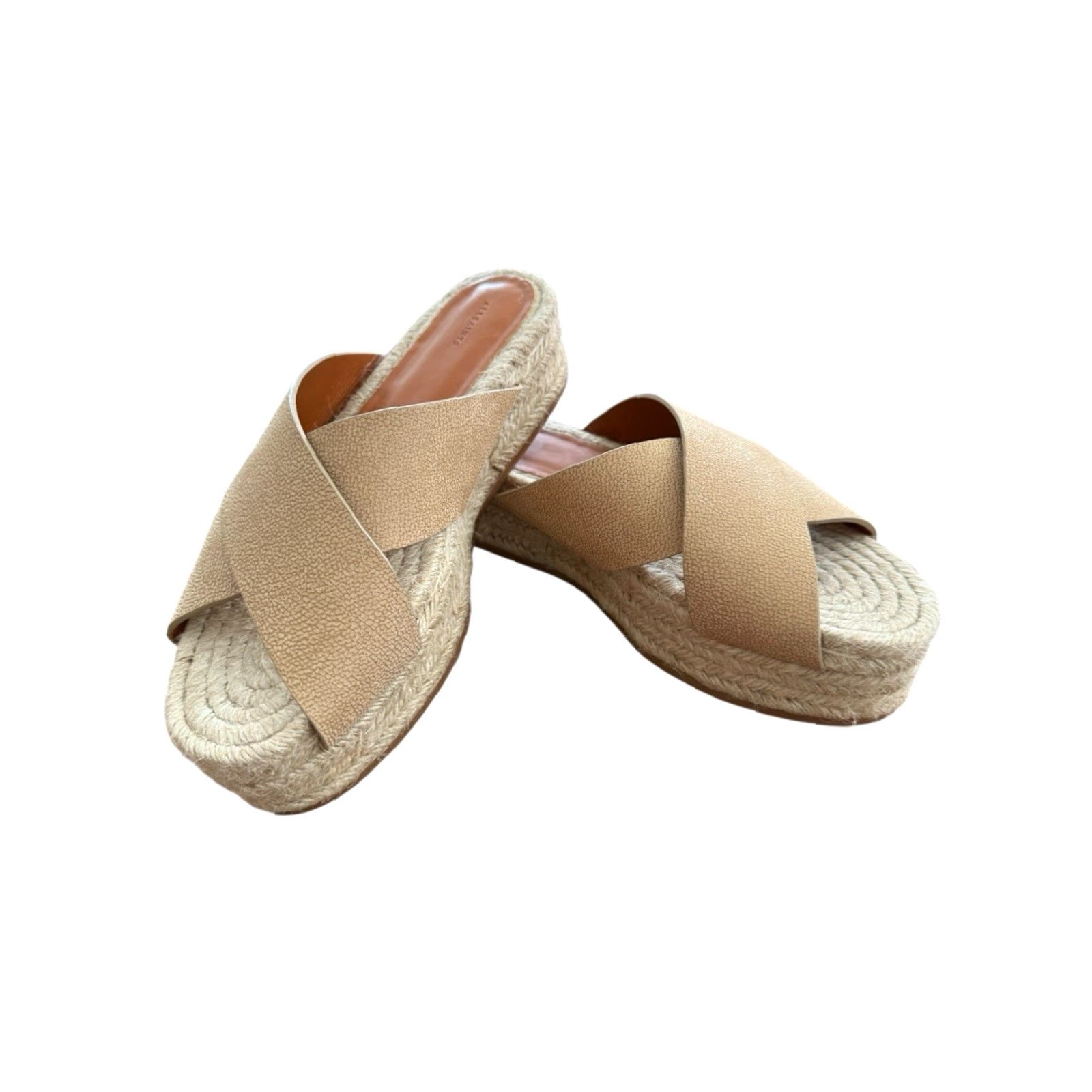 Allsaints ALLSAINTS Harlem Espadrille Platform Slides Tan Leather Size 39 US 8 EUC Women Leather Cushioned Non-Slip Vintage No Size US 8 / IT 38 - 7 Thumbnail