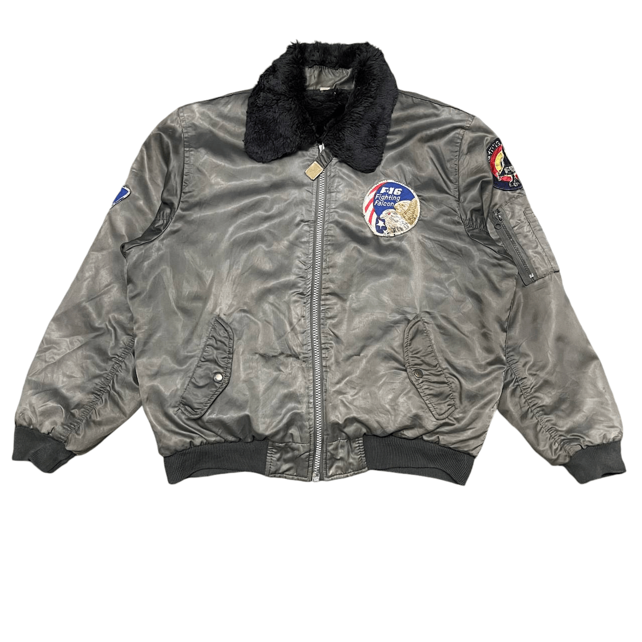 Vintage Vintage Fighting Falcon F16 Flying Military Bomber Jacket Size US M / EU 48-50 / 2 - 1 Thumbnail