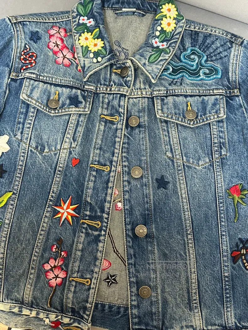 Gucci Gucci Embroidered denim jacket Size S / US 4 / IT 40 - 1 Thumbnail