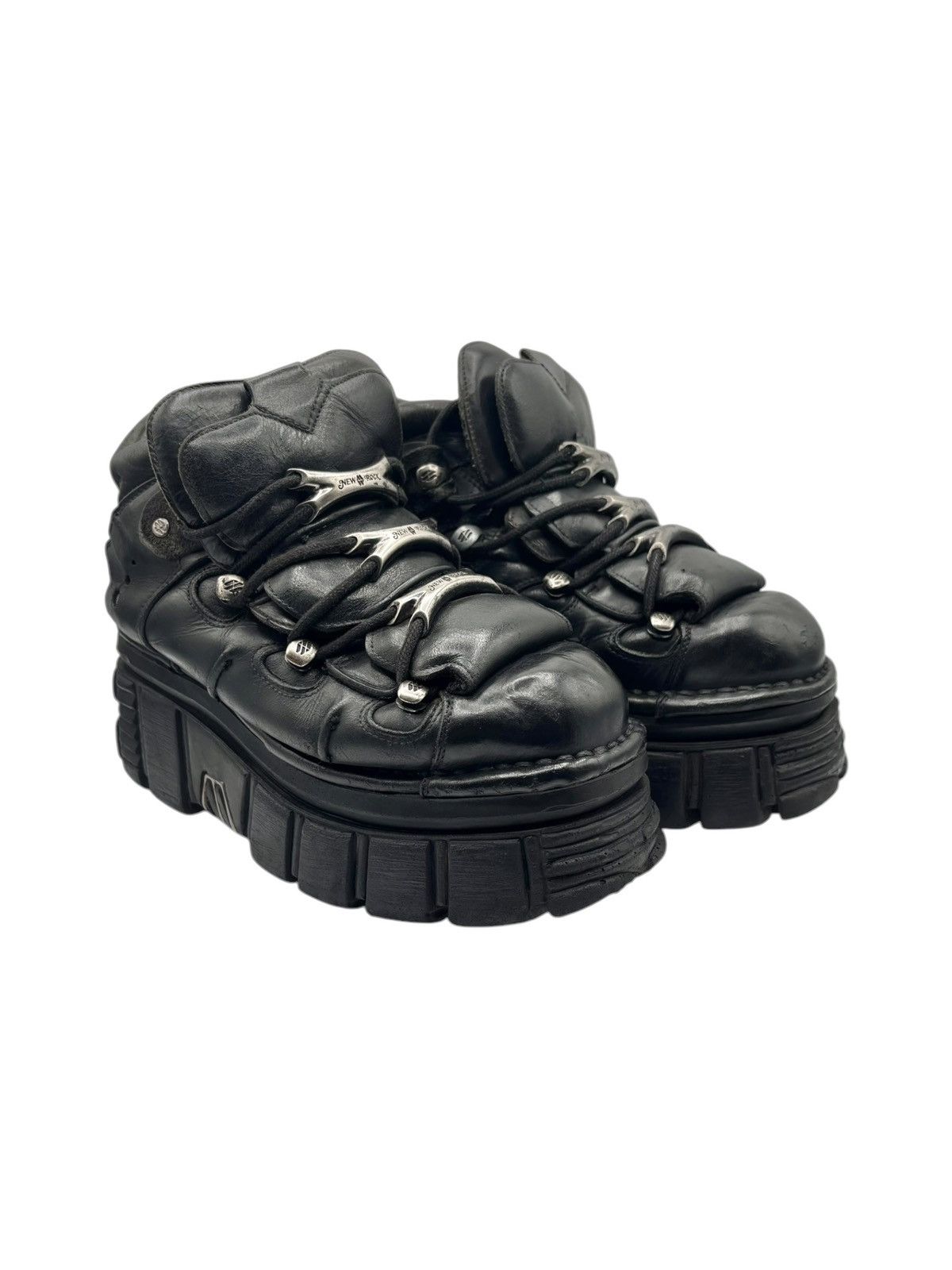 new rock サイズ41 ニューロック NEW ROCK 厚底 ブーツ シューメタリック レザー 革