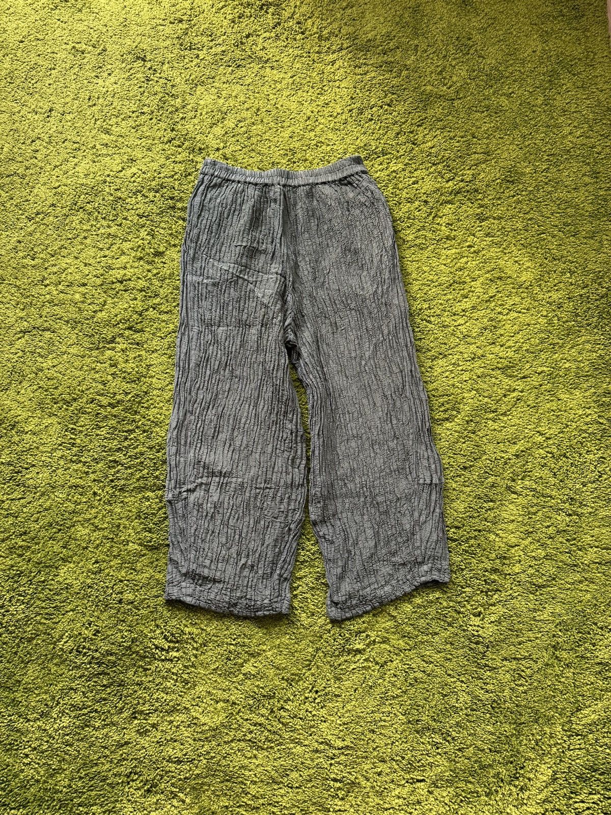 Grizas avant garde linen silk blend plisse wide leg pants