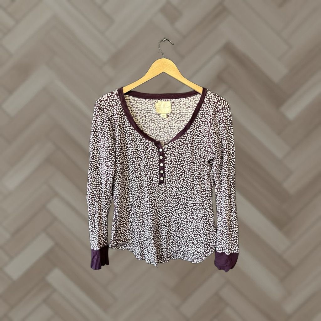Victoria's Secret Victoria's Secret Sleepshirt Womens Floral Long Sleeve Henley M Maroon Size M / US 6-8 / IT 42-44 - 1 Thumbnail