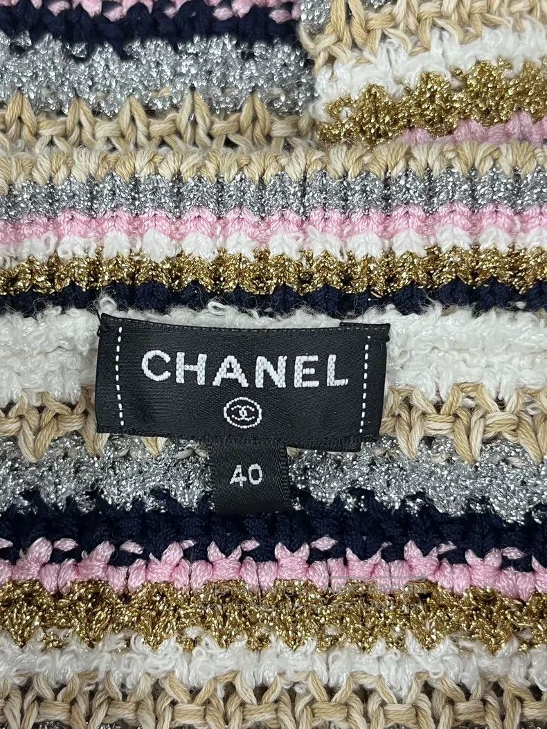 Chanel Chanel 24P silver thread colour block striped knitted card Size S / US 4 / IT 40 - 4 Thumbnail
