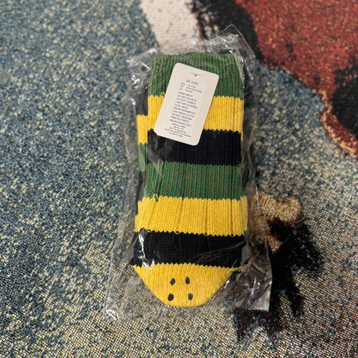 Kapital × Kapital Kountry KAPITAL RASTA RAINBOW HAPPY SOCKS GREEN/YELLOW Size ONE SIZE - 1 Thumbnail