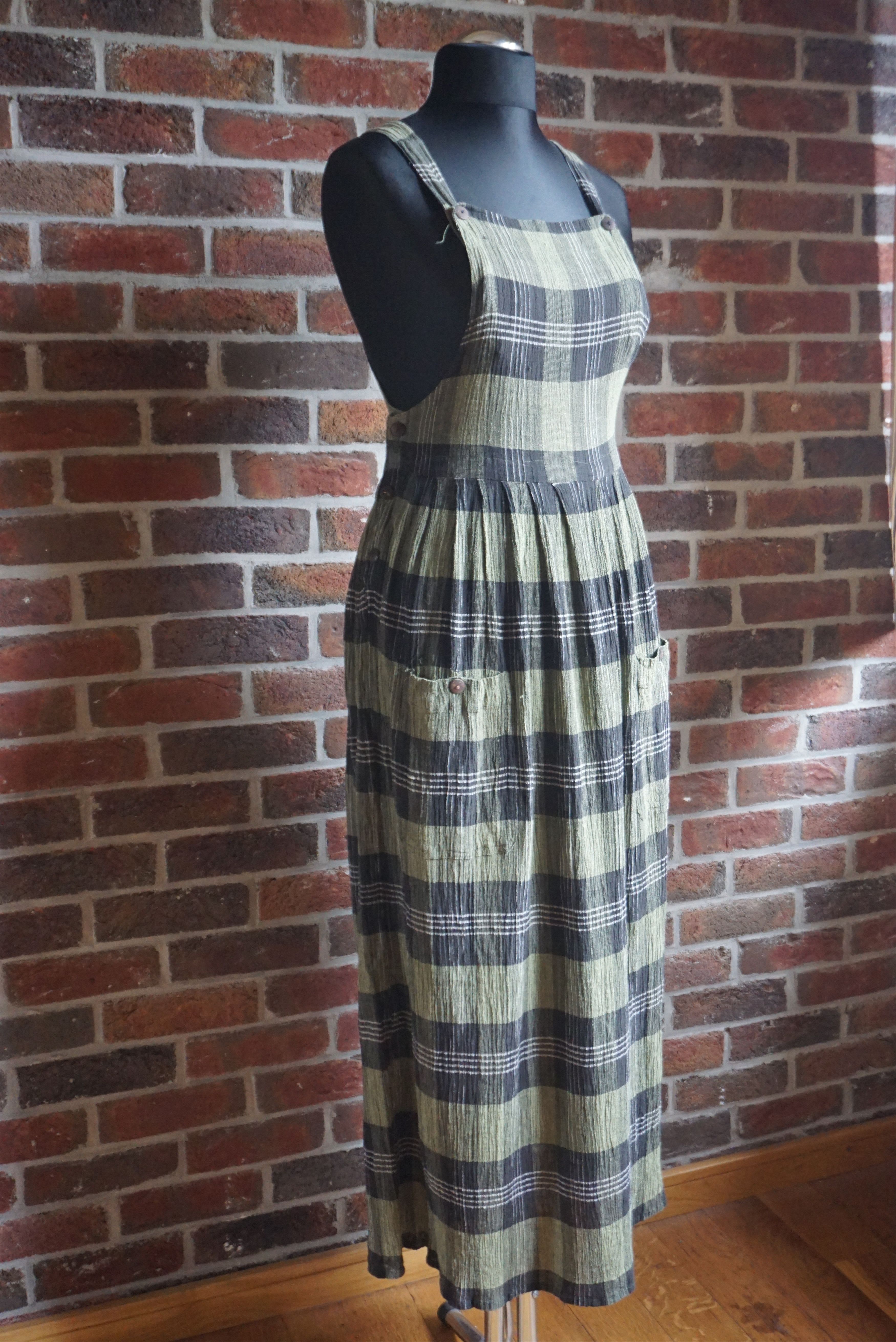 Retrofit Together true vintage dress M 4/6 90's dungaree pinafore Size M / US 6-8 / IT 42-44 - 3 Thumbnail