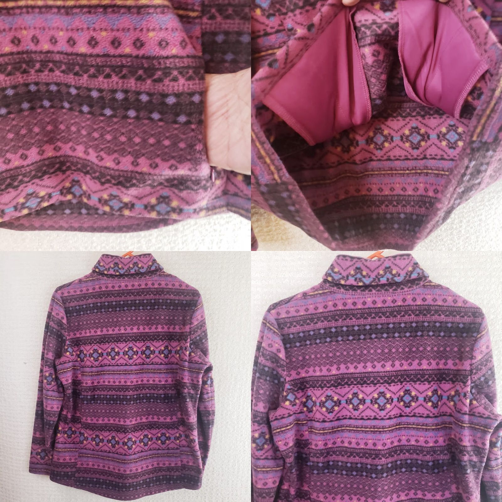 Vintage The Vermont Country Store Women M Purple Nordic 1/4 Snap Fleece Jacket Sweater Size M / US 6-8 / IT 42-44 - 8 Thumbnail