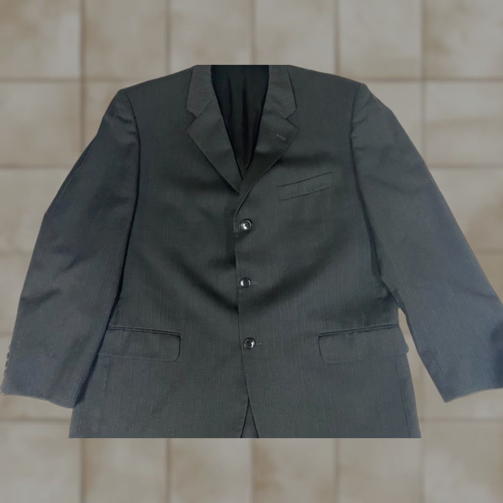 Jones New York Jones New York Blazer Mens 44 Black Tweed Wool Polyester Classic Single-Breasted Peak Lapel Jacket Coat Regular Size 44R - 1 Thumbnail