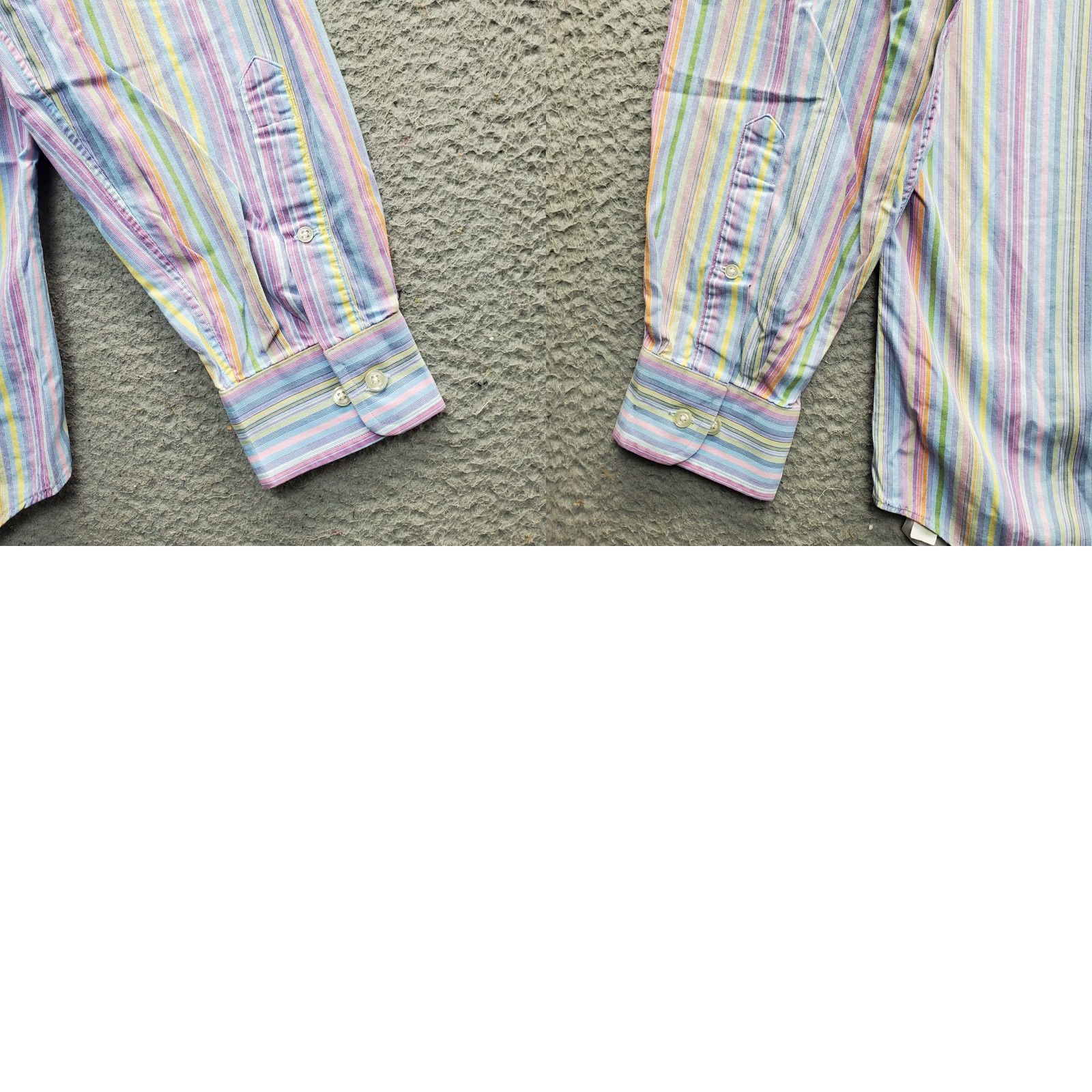 Lands' End Lands' End Dress Shirt Mens 15 Multi Striped Single Pocket Curved Hem Button Up Size 40R - 8 Thumbnail