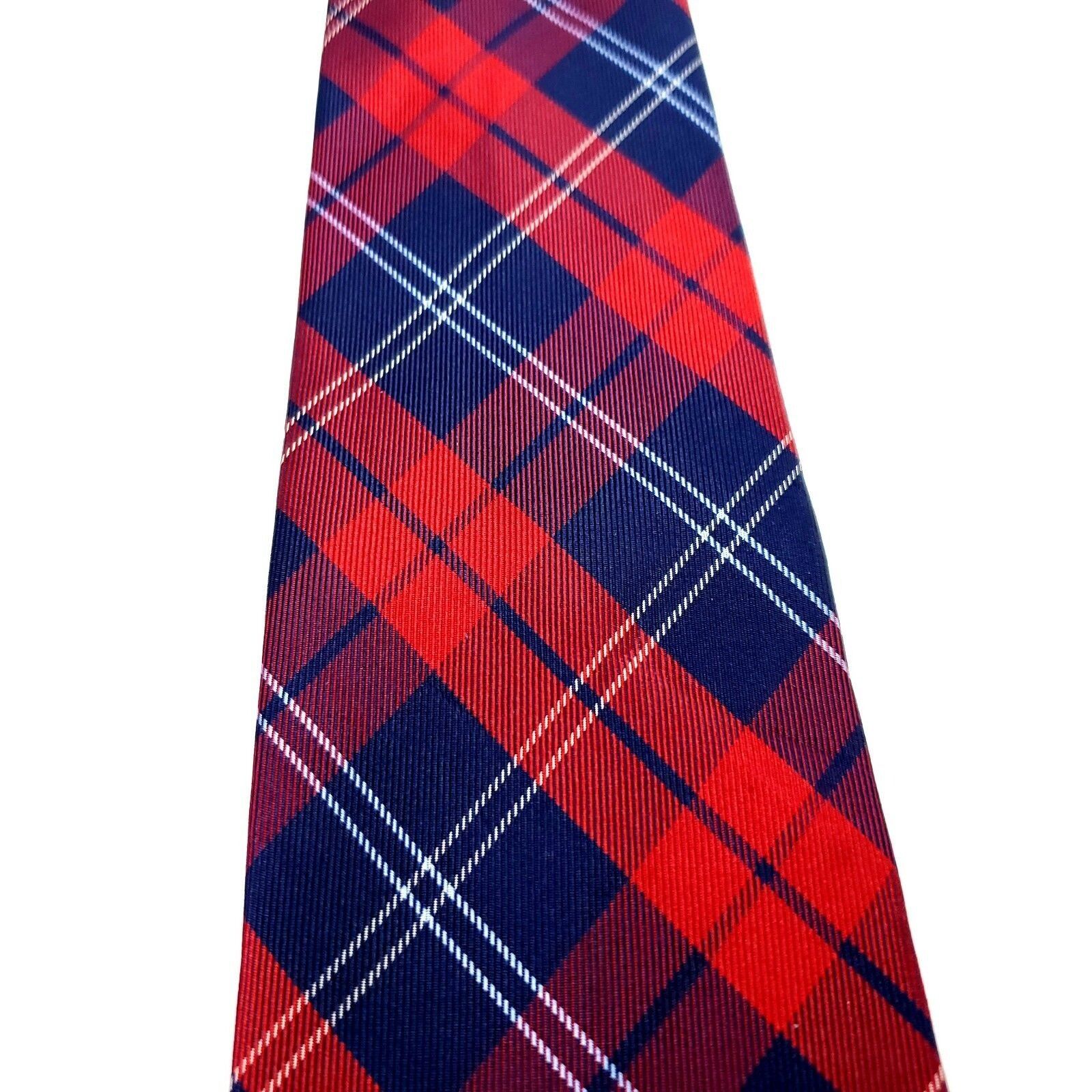 Tommy Hilfiger Tommy Hilfiger Silk Tie Woven Blue Red Plaid Size ONE SIZE - 2 Thumbnail