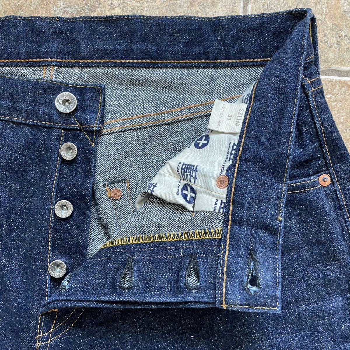 Samurai Jeans Samurai Jeans S211AX 18oz Ai Benkei, Relaxed Tapered, 35x32 Size US 35 - 4 Thumbnail