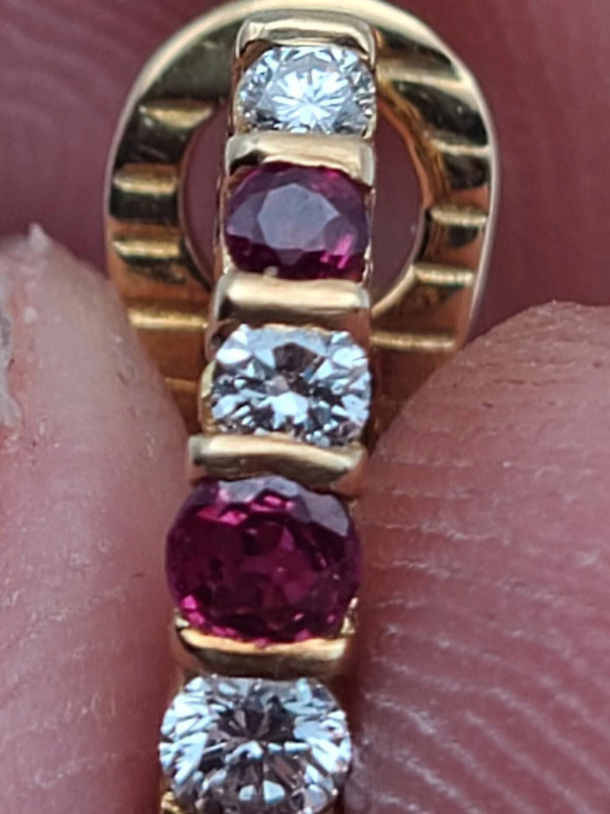 Gosha Rubchinskiy 18K Vintage Yellow Gold Ruby & VS-SI Diamond Earrings Size ONE SIZE - 7 Thumbnail