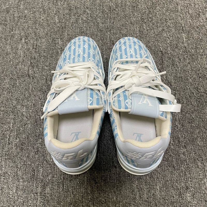 Louis Vuitton Louis Vuitton Blue and White Trainer Sneakers -2508 Size US 7.5 / EU 40-41 - 4 Thumbnail