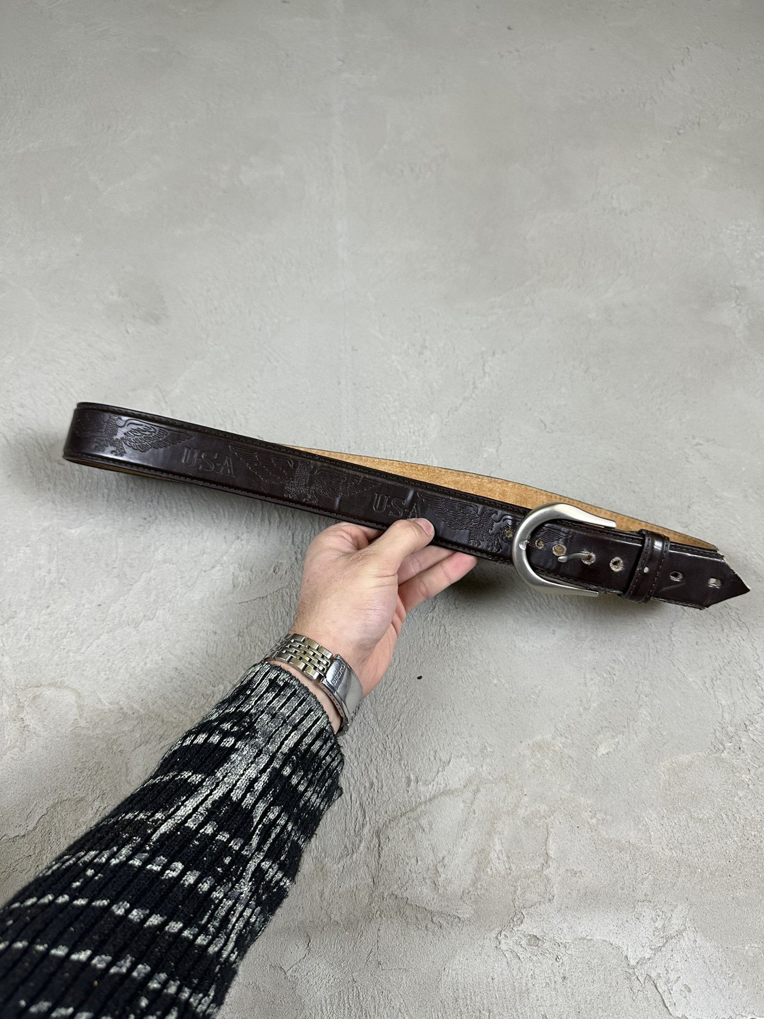 Vintage 90s Vintage Genuine Leather USA Belt Size ONE SIZE - 1 Thumbnail