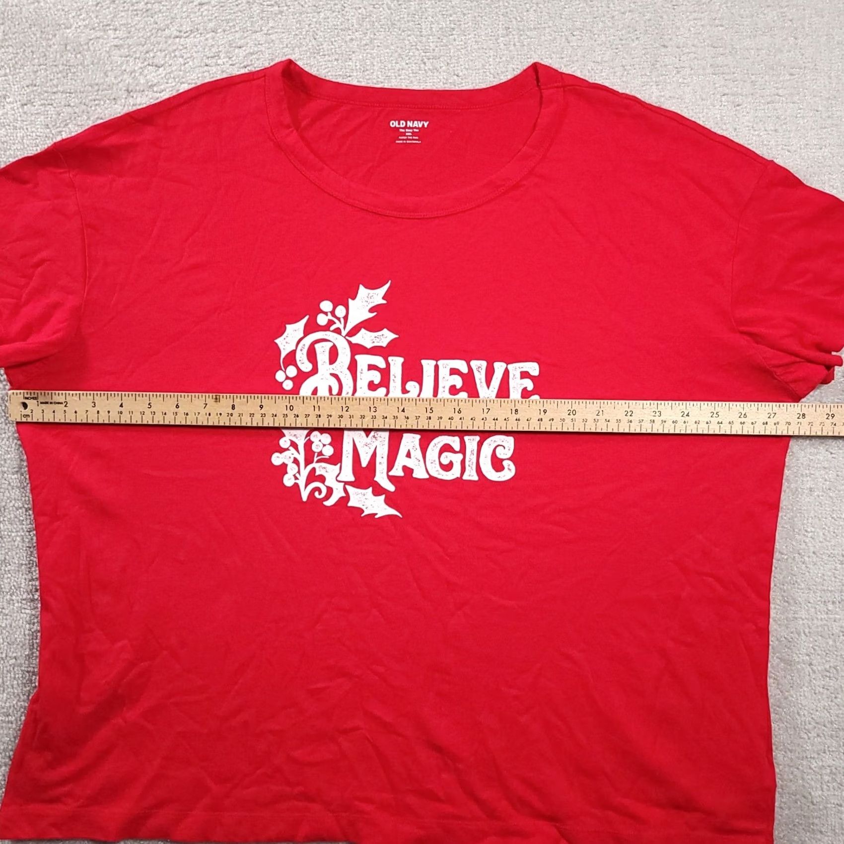Old Navy Old Navy T-Shirt Womens Christmas Red XXL Graphic Believe in the Magic Holiday Basic Short Sleeve Round Neck Pullover Size XXL / US 16-18 / IT 52-54 - 3 Thumbnail