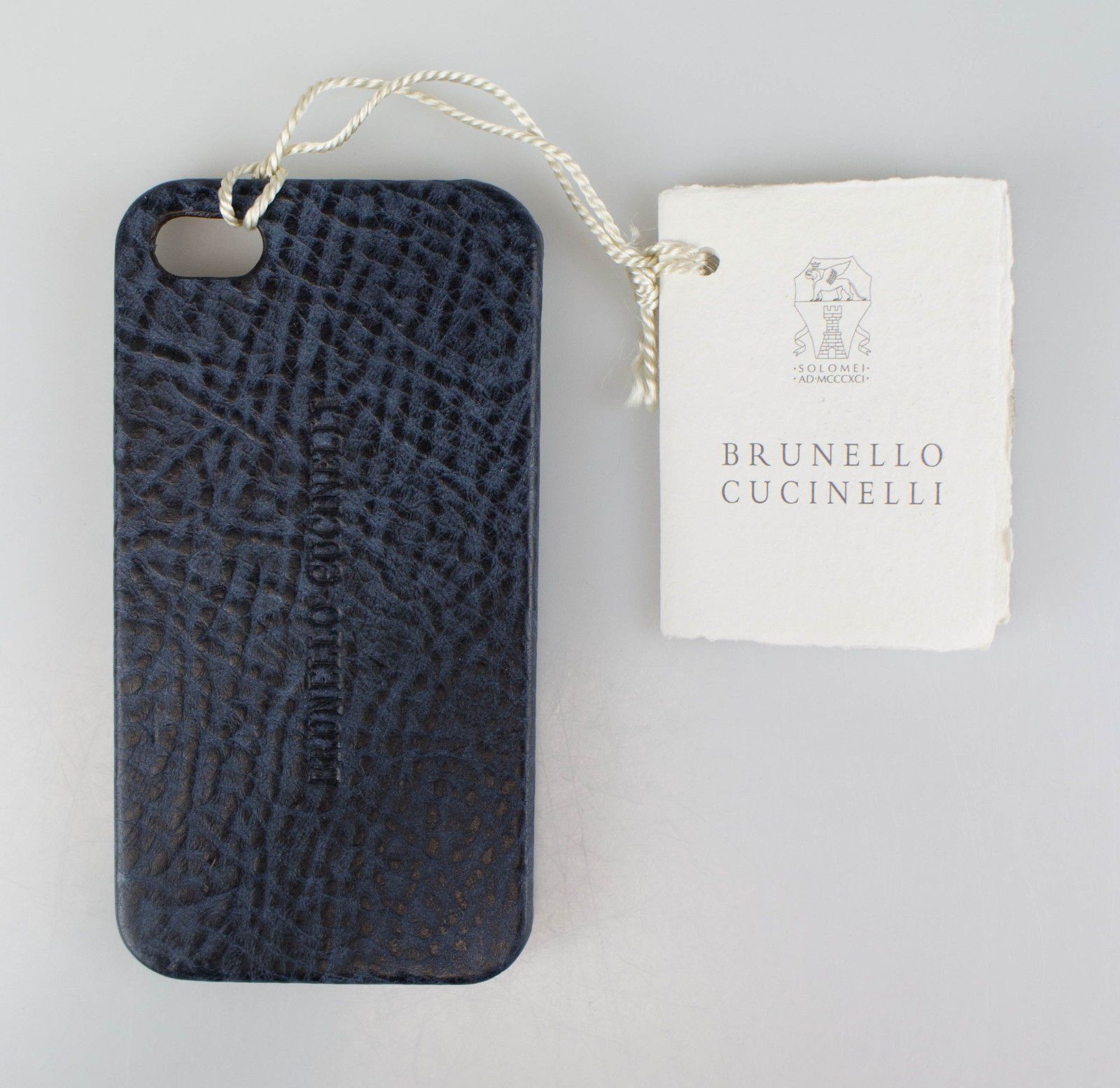 Brunello Cucinelli Brunello Cucinelli Navy Blue Pebbled Leather Iphone Case Size ONE SIZE - 1 Thumbnail