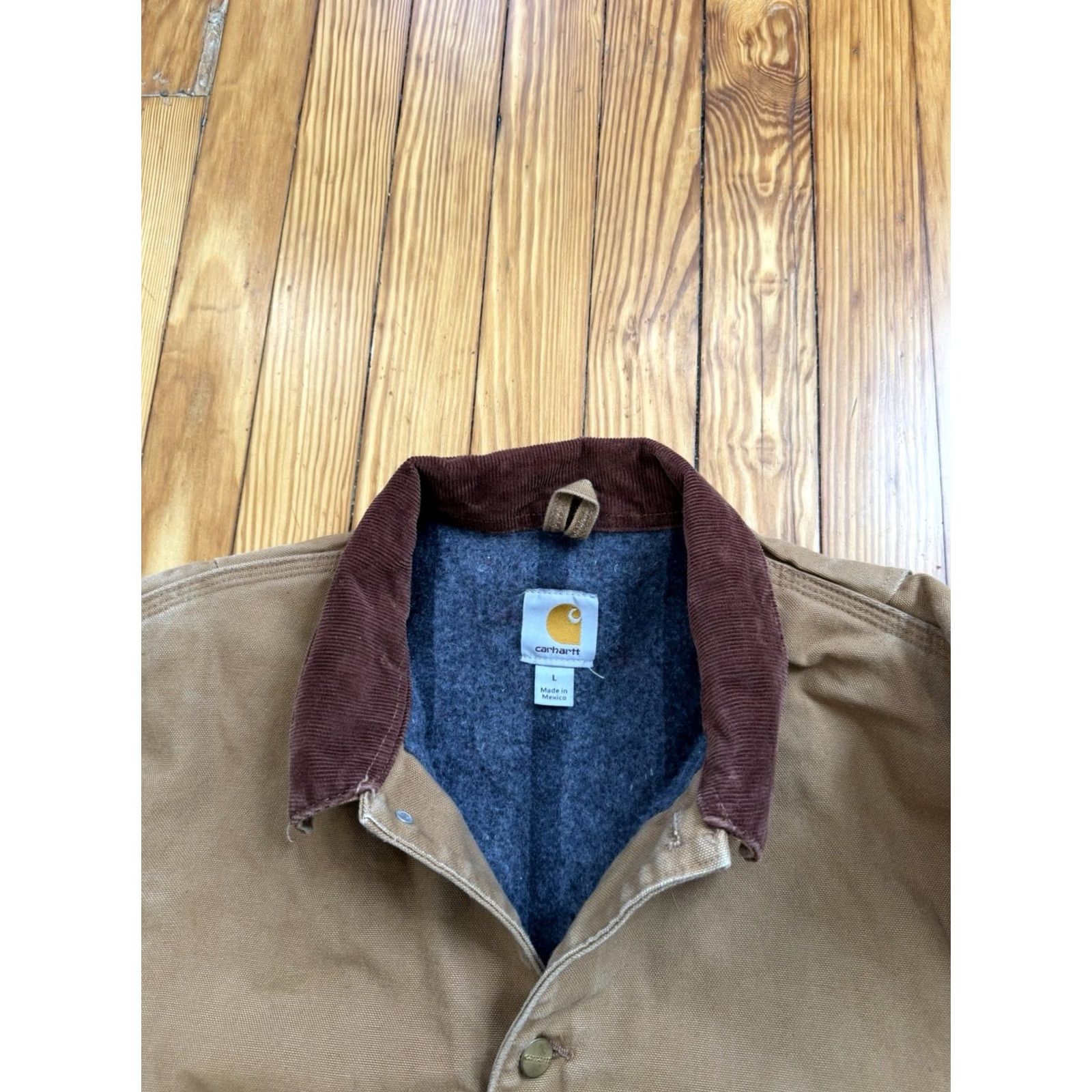 Carhartt Carhartt C001 BRN Blanket Lined Coat Jacket Mens Size L Brown Cotton Embroidered Button Winter Work Lined 30” Length 26” Pit to Pit Regular Mens Size US L / EU 52-54 / 3 - 4 Thumbnail