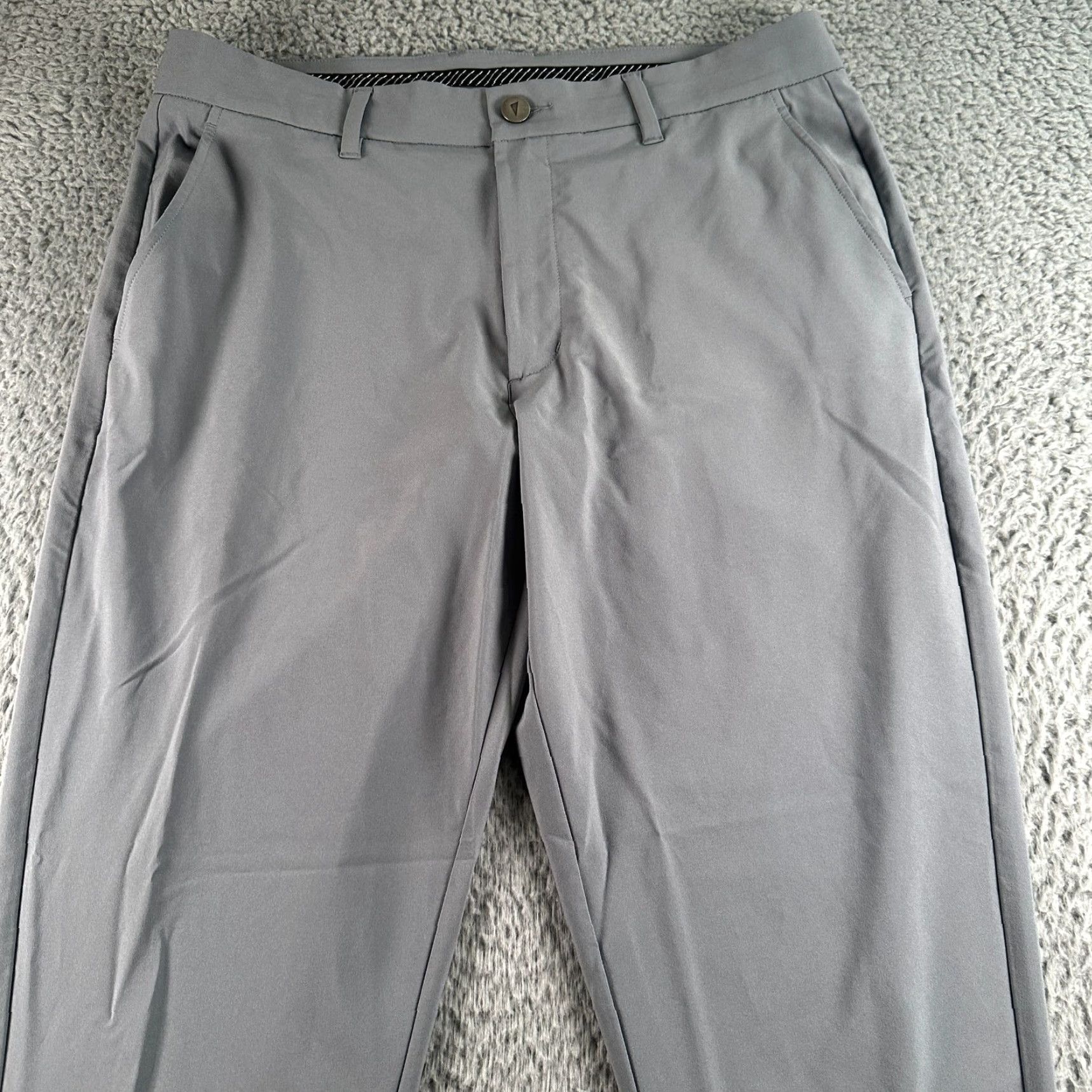 Vintage Primo Performance Pants Mens 33 Tall Gray Jogger Tapered Ankle Zip Front Flat Front Button Zip Pockets Casual stretch Polyester Size US 33 - 2 Thumbnail