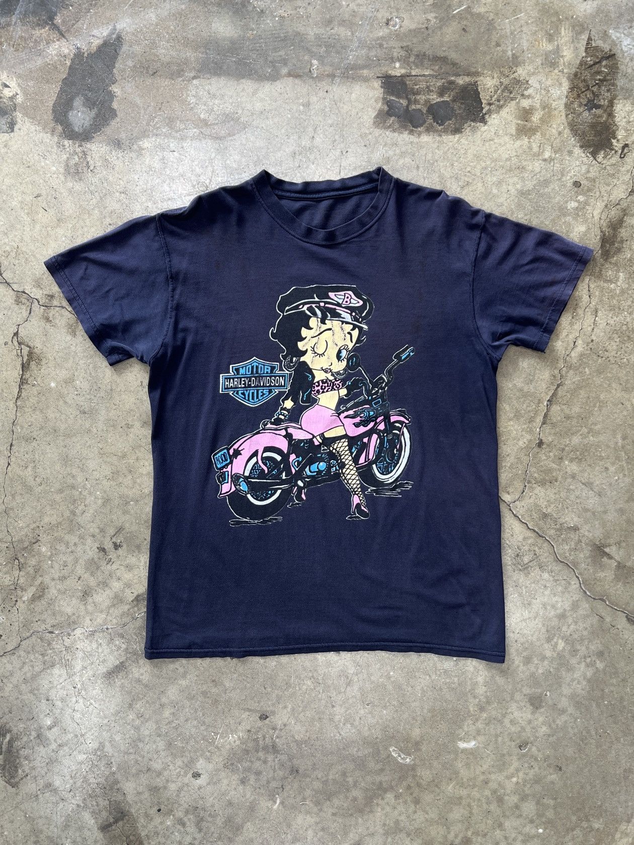 Harley Davidson Vintage Betty Boop Harley Davidson Pink Motorcycle Tee Large Size US L / EU 52-54 / 3 - 2 Thumbnail