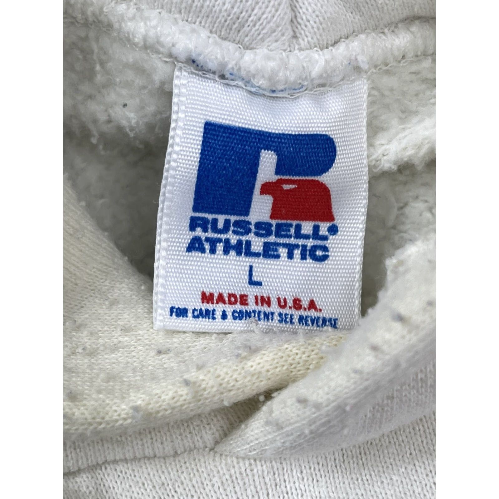 Russell Athletic VINTAGE Russell Athletic Hoodie White Mens L 80s USA Solid Heavyweight Gym Training Size US L / EU 52-54 / 3 - 2 Thumbnail