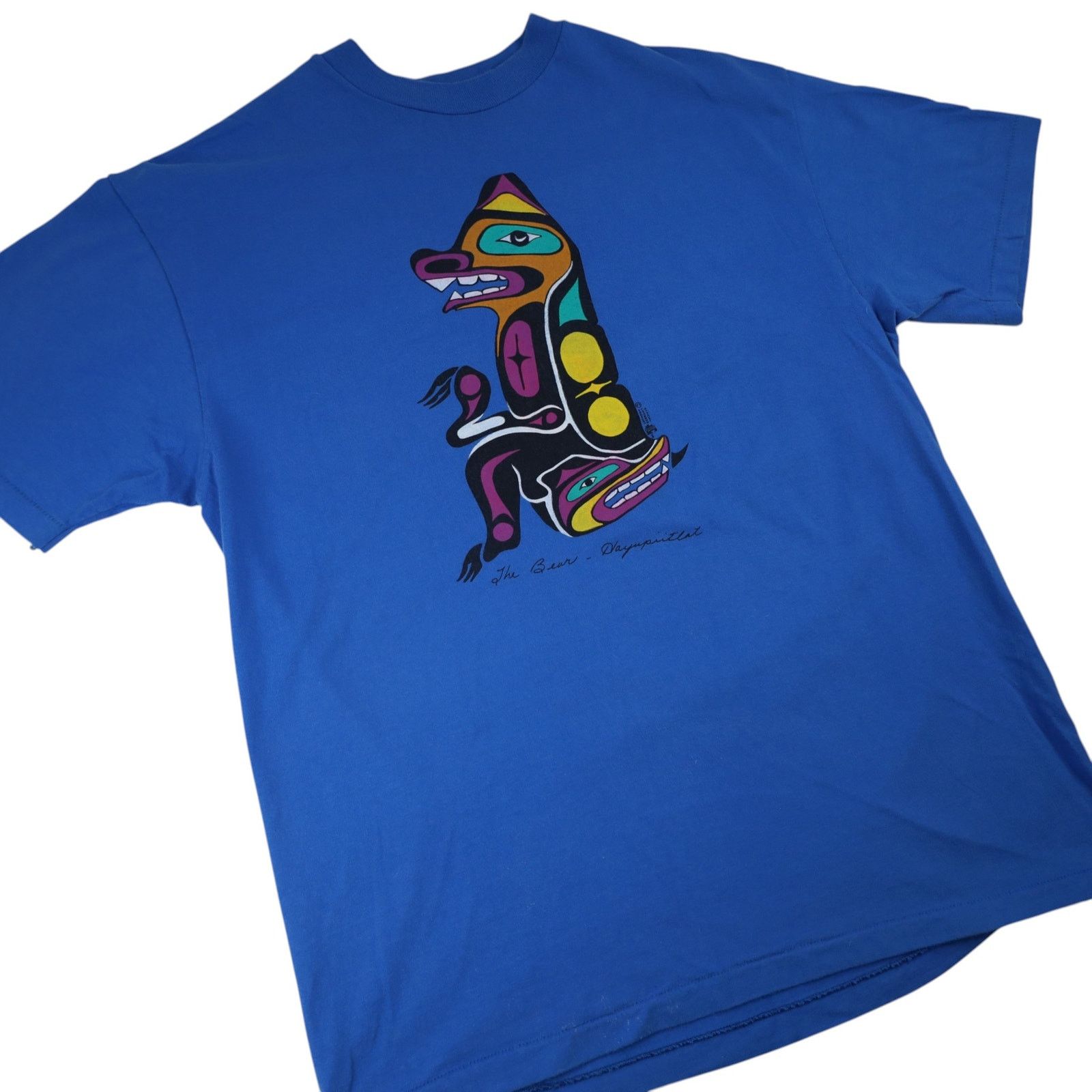 Vintage Vintage 90s Native Artwork "The Bear" Graphic T Shirt Size US L / EU 52-54 / 3 - 3 Thumbnail