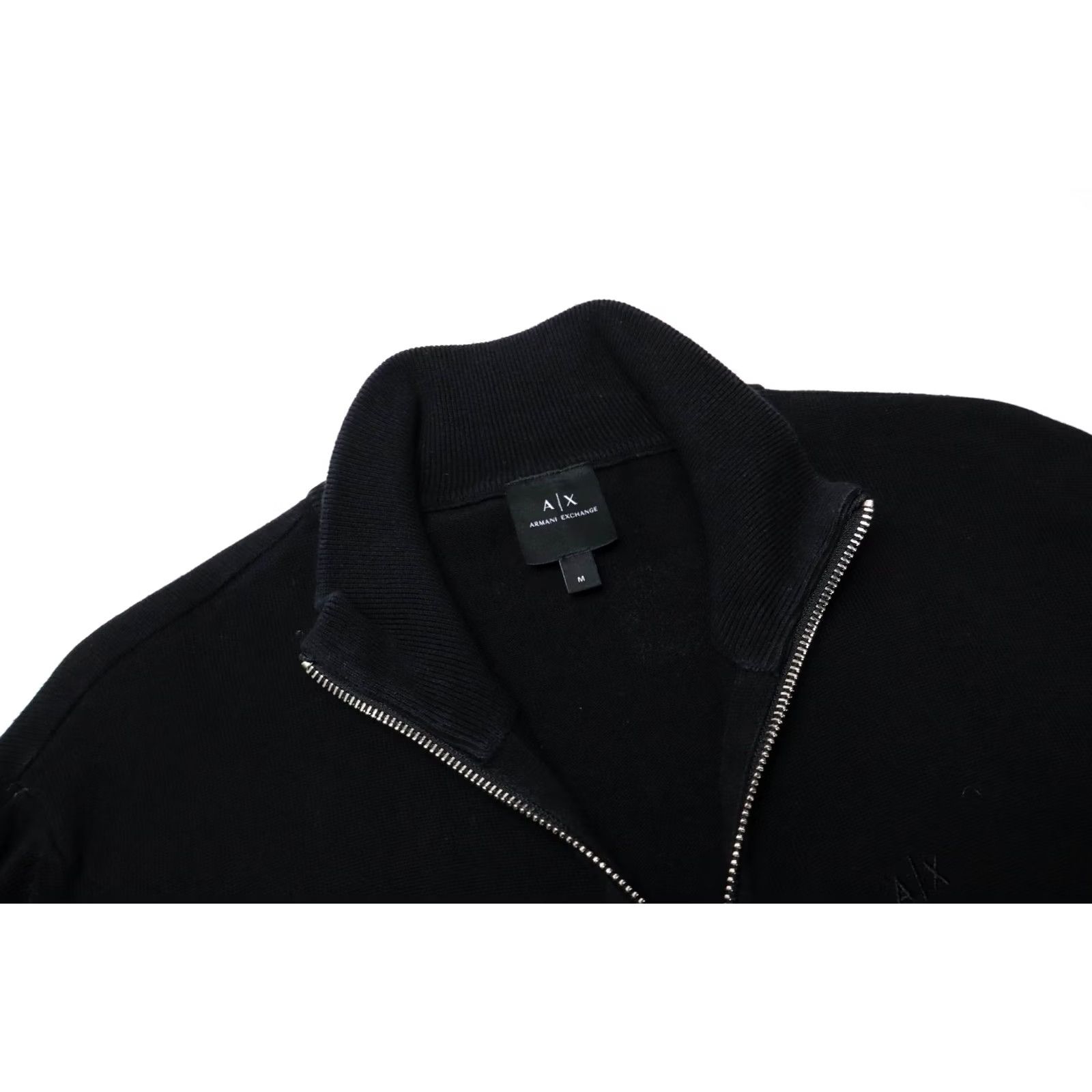 Armani Exchange ARMANI EXCHANGE Jumper Men MEDIUM Black Mock Neck Full Zip Pocket Pure Cotton Size US M / EU 48-50 / 2 - 4 Thumbnail