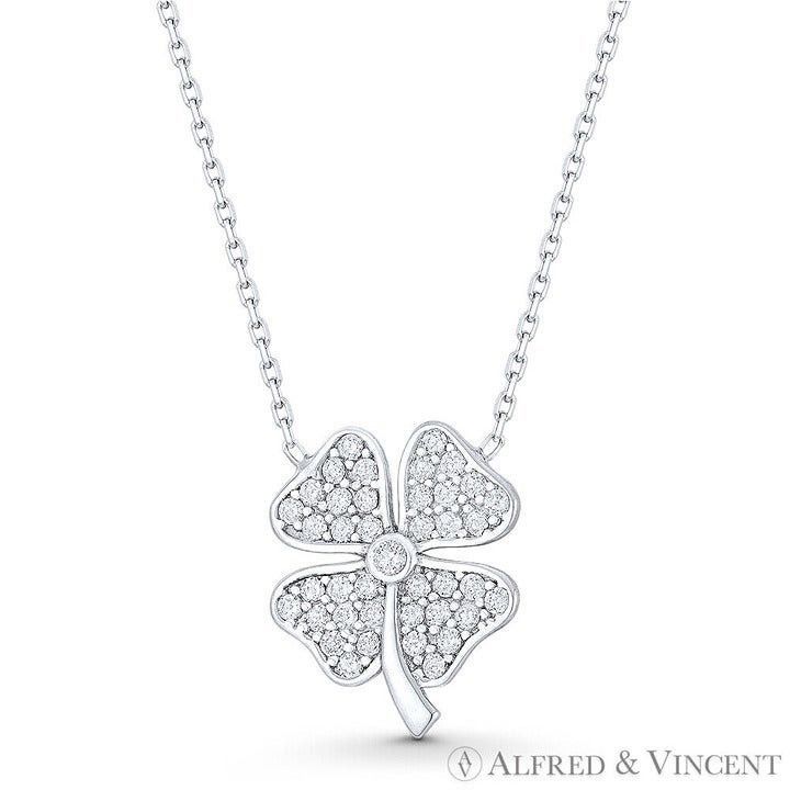 Other 4-Leaf Clover Shamrock Irish CZ Crystal Necklace Pendant Size ONE SIZE - 1 Preview