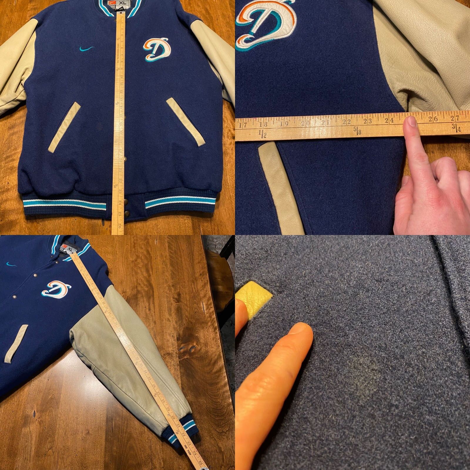 Nike NIKE Jacket Mens XL MIAMI DOLPHINS Letterman Varsity Wool Leather Vintage Y2K Size US XL / EU 56 / 4 - 8 Thumbnail