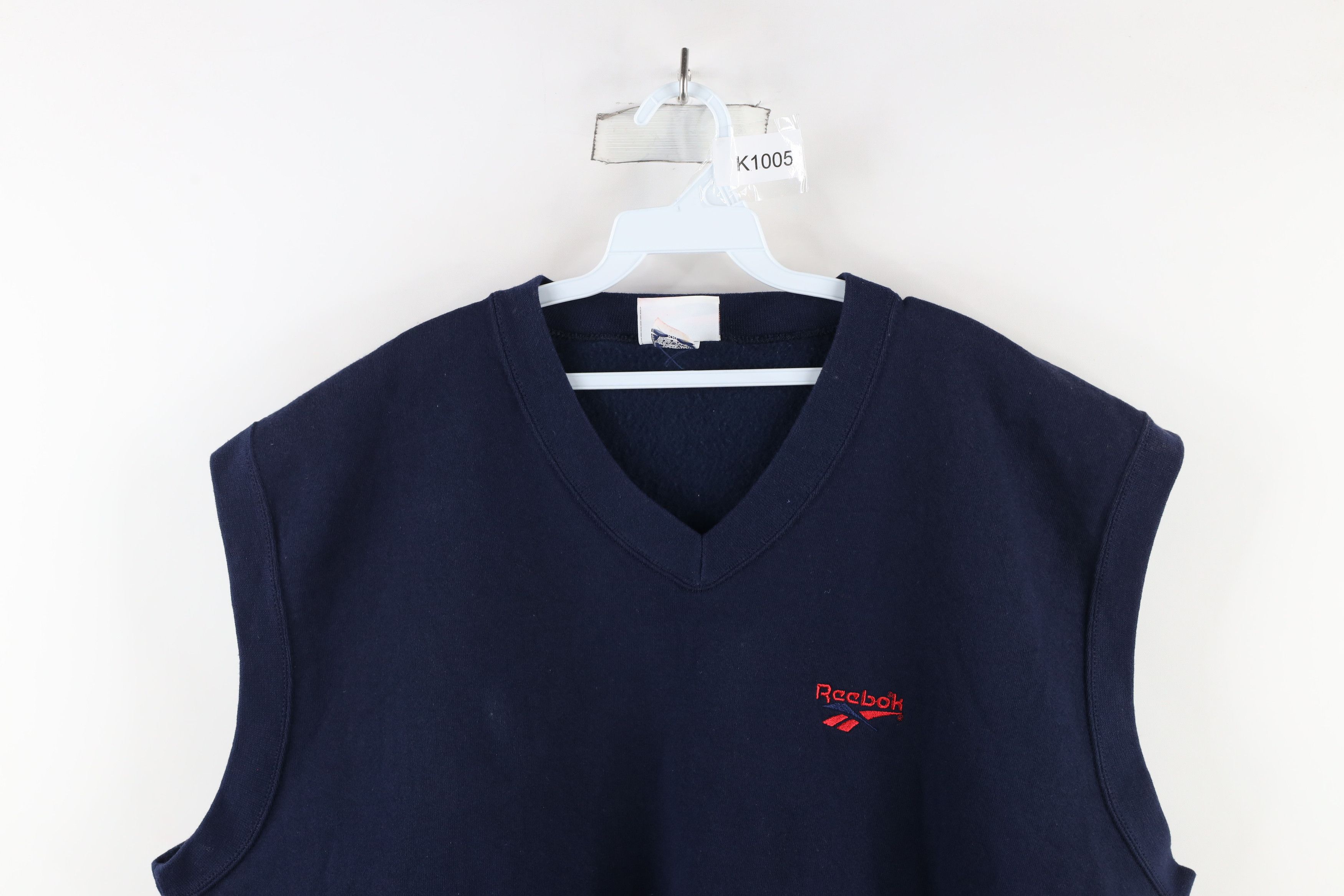 Reebok × Vintage Vintage 90s Reebok Out Sleeveless Sweatshirt Vest Blue USA Size US XXL / EU 58 / 5 - 2 Thumbnail