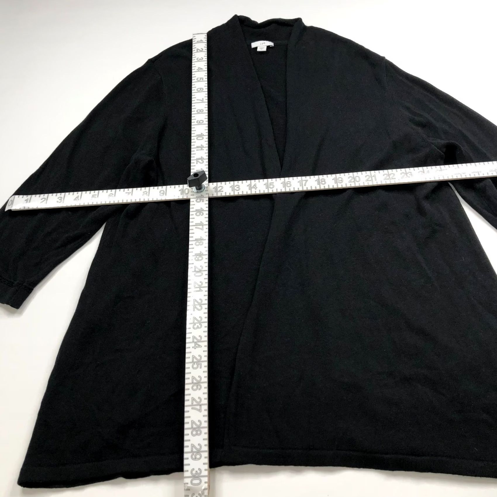 J. Jill J.Jill Sweater Cardigan XL Black Linen Rayon Wrap Open MINT Size XL / US 12-14 / IT 48-50 - 3 Thumbnail