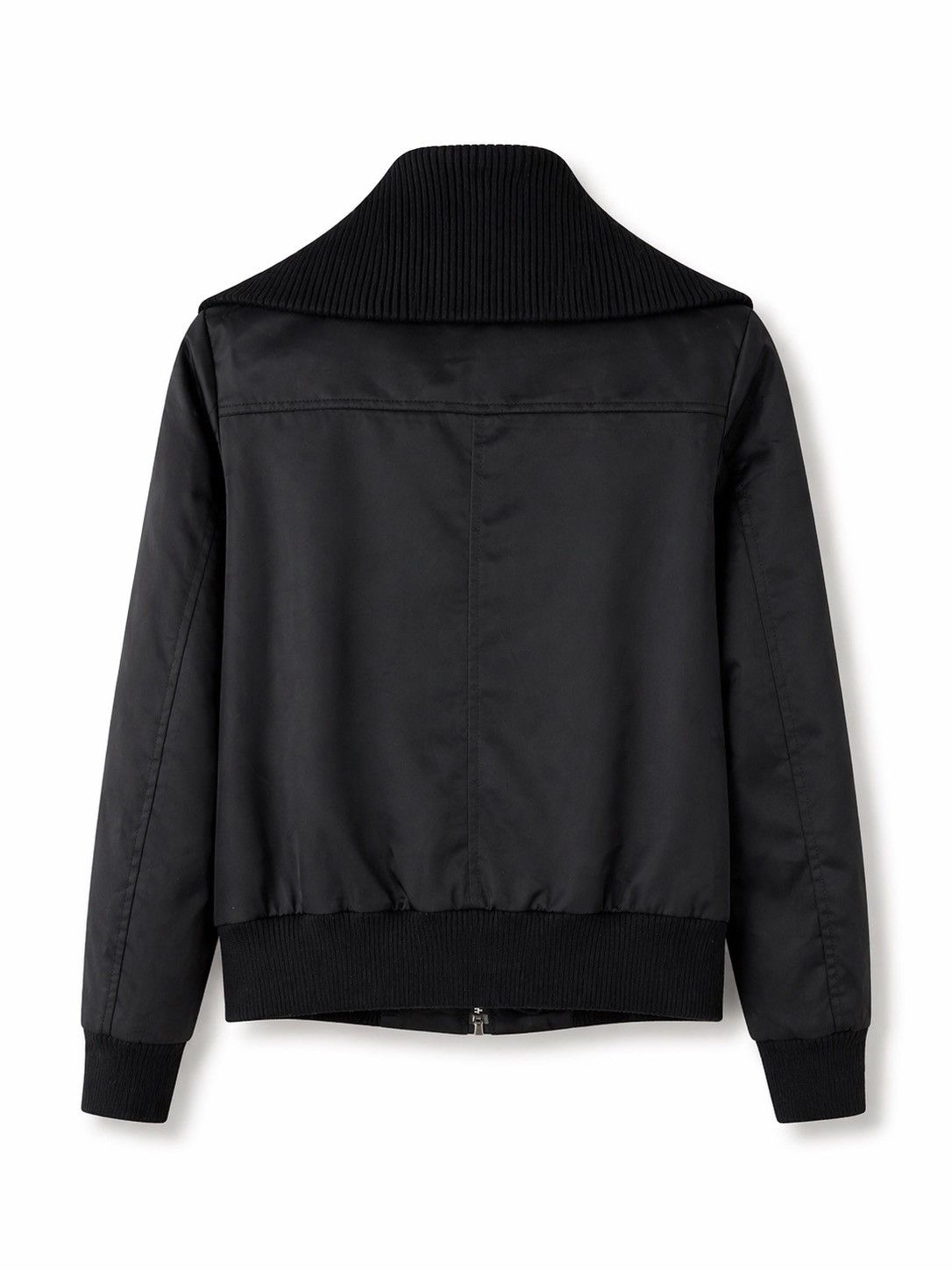 Japanese Brand Eins Schritt Black Cropped Bomber Jacket Wide Rib Collar Size US L / EU 52-54 / 3 - 2 Thumbnail