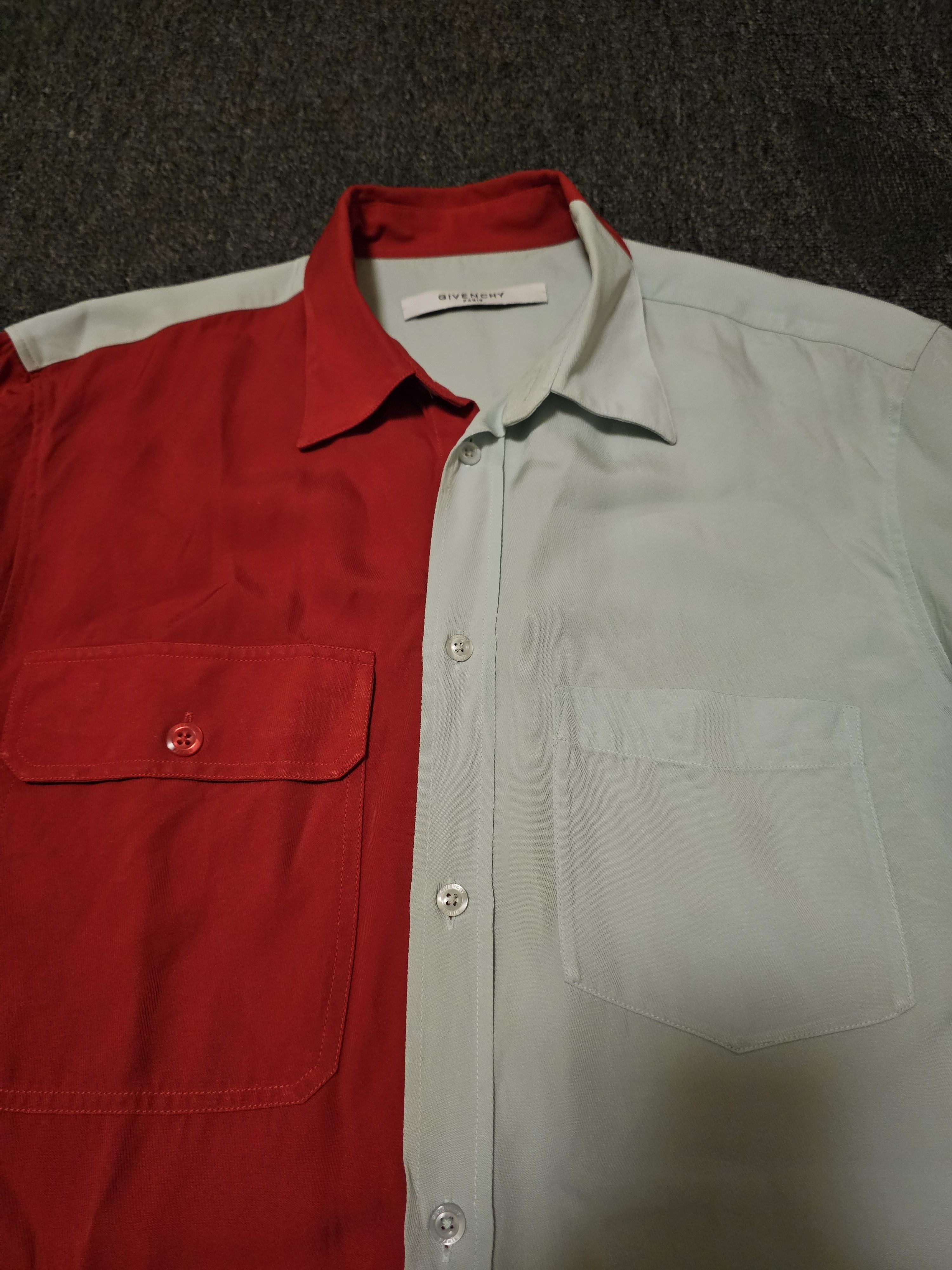 Givenchy Givenchy Men's Light Green and Red Patchwork Shirt Size 38 Size US M / EU 48-50 / 2 - 2 Thumbnail