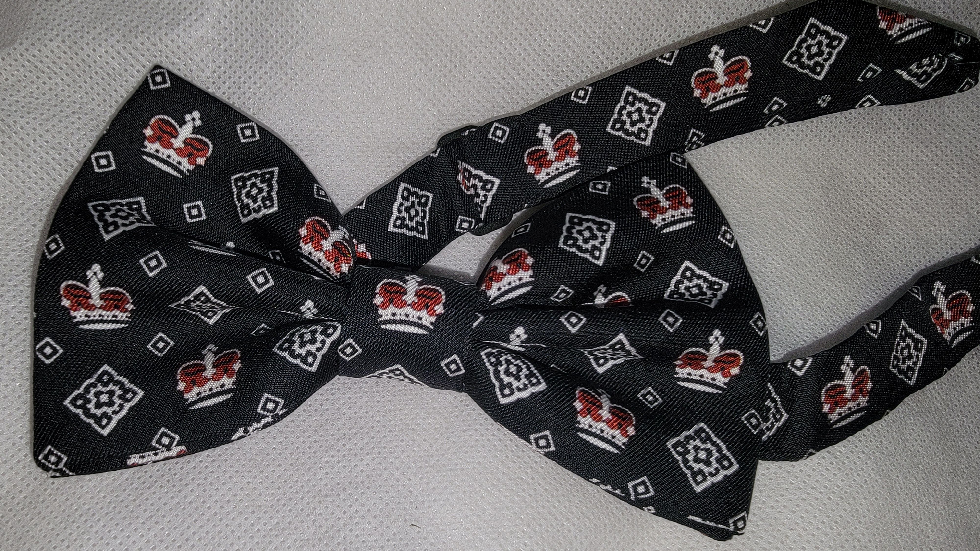 Dolce & Gabbana Crown print silk bow tie Size ONE SIZE - 4 Thumbnail