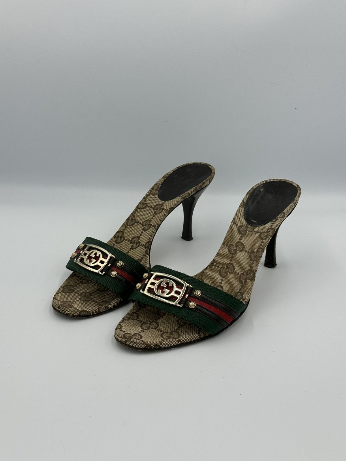 Gucci Gucci cloth heeled sandals monogram interlocking GG with box Size US 6 / IT 36 - 3 Thumbnail