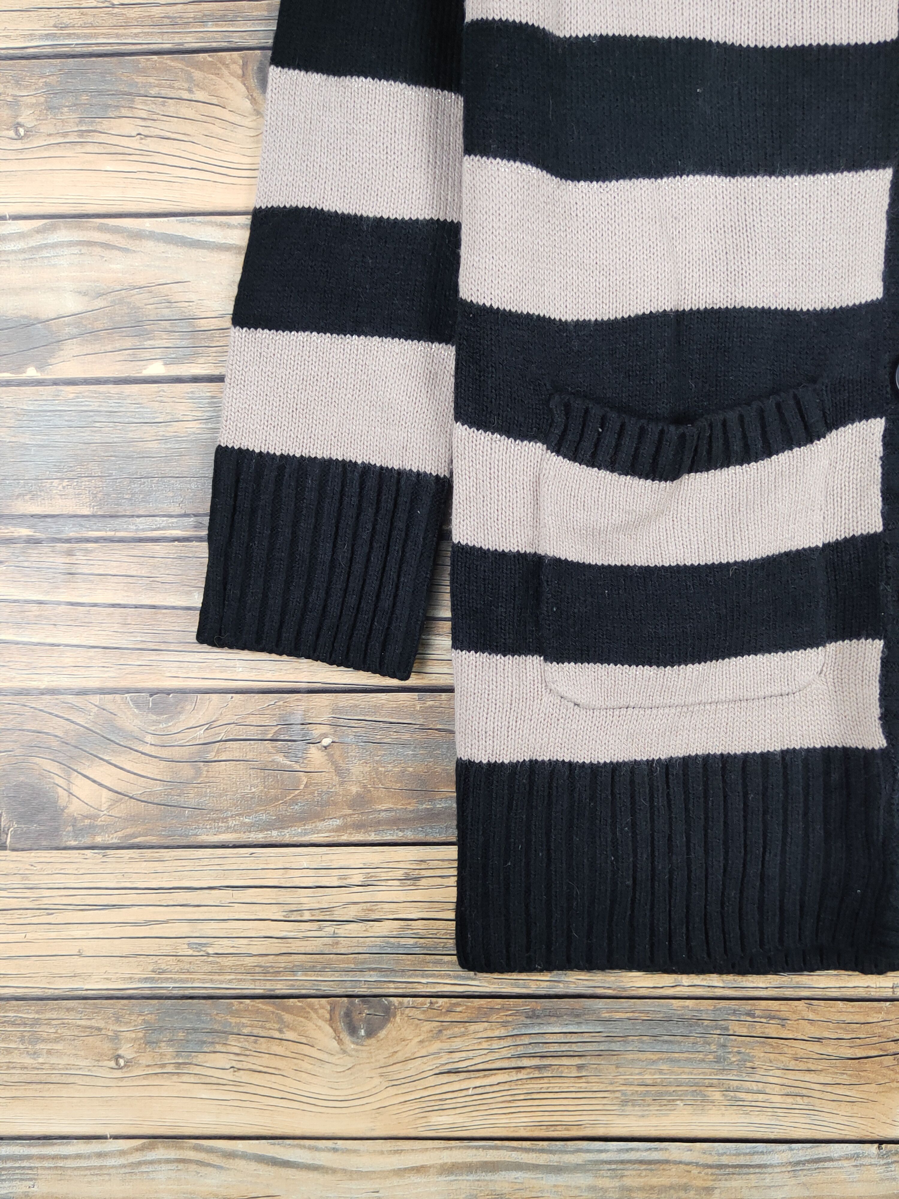 Japanese Brand × Vintage Putielal Black Brown Stripe Knitwear Cardigan #W1151 Size M / US 6-8 / IT 42-44 - 4 Thumbnail