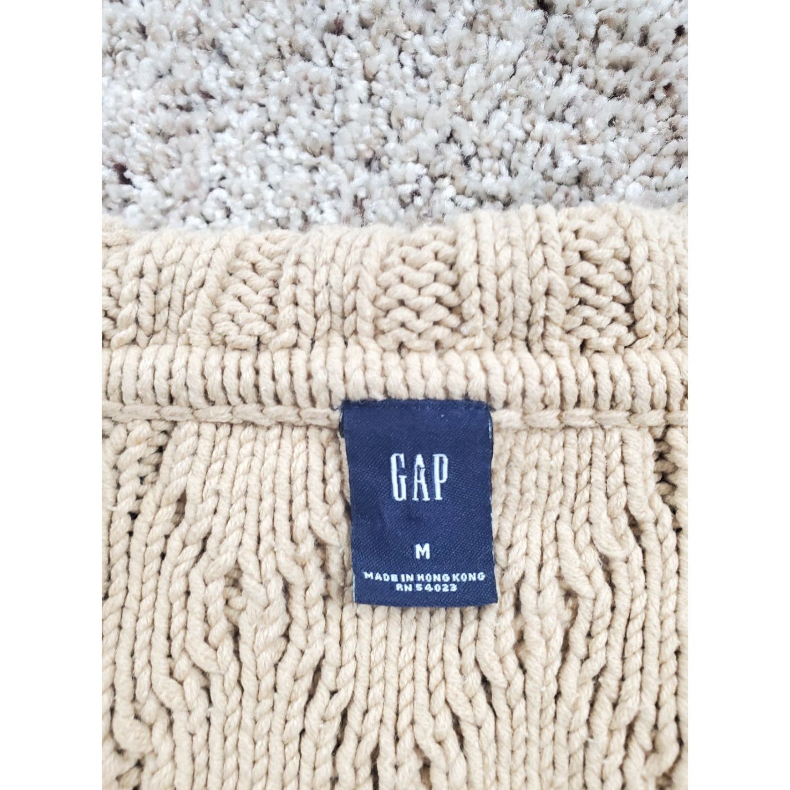 Gap GAP Sweater Women Beige Long Sleeve Fisherman Knit V-Neck Cotton Pullover M Size Modern 90s Casual Size M / US 6-8 / IT 42-44 - 4 Thumbnail