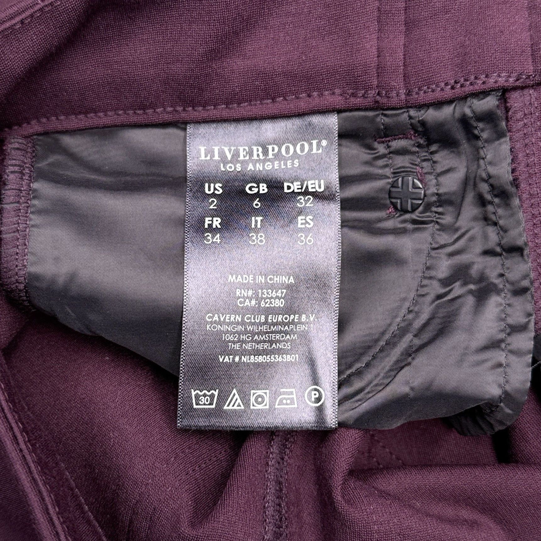 Vintage Liverpool Los Angeles Burgundy Midi Rise Stretch Legging Pants Womens 2 / 26 Skinny Jegging City Size 26" / US 2 / IT 38 - 5 Thumbnail