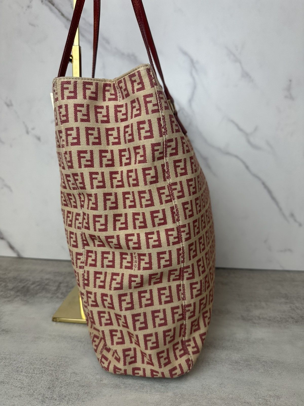 Fendi Fendi 1990s Red Zucca Canvas Tote Size ONE SIZE - 9 Thumbnail