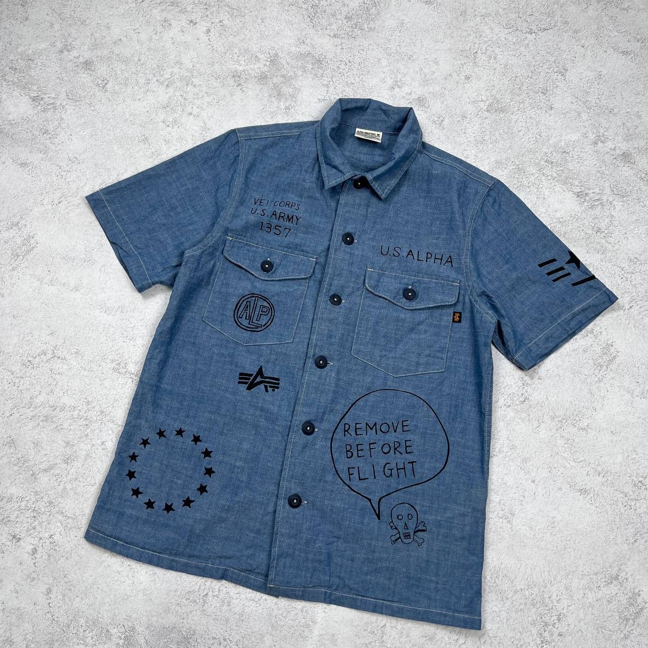 Alpha Industries Alpha Industries Men's Chambray Shirt Military Graphic Size US S / EU 44-46 / 1 - 3 Thumbnail
