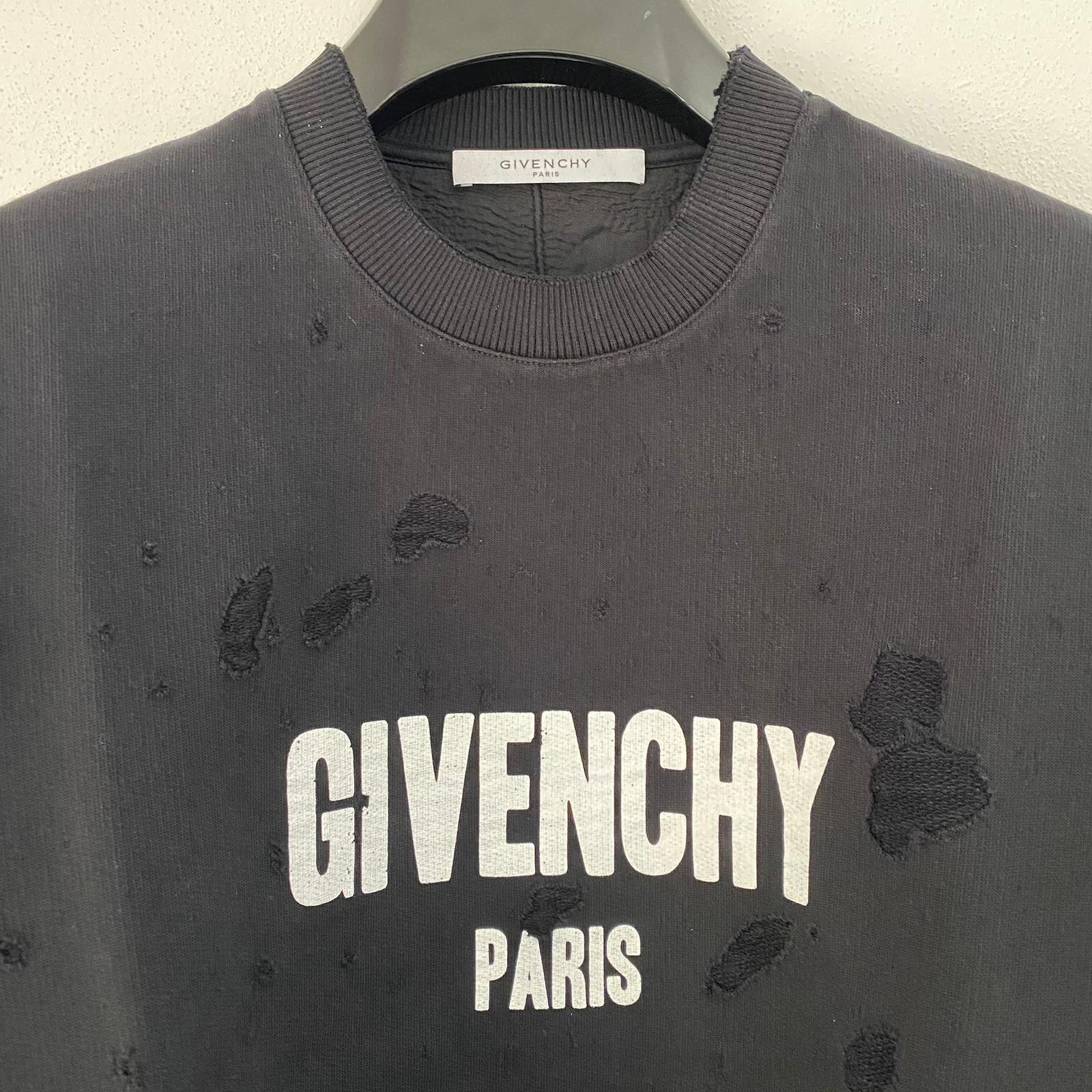 Givenchy Black Destroyed Logo Sweatshirt Size US L / EU 52-54 / 3 - 6 Thumbnail