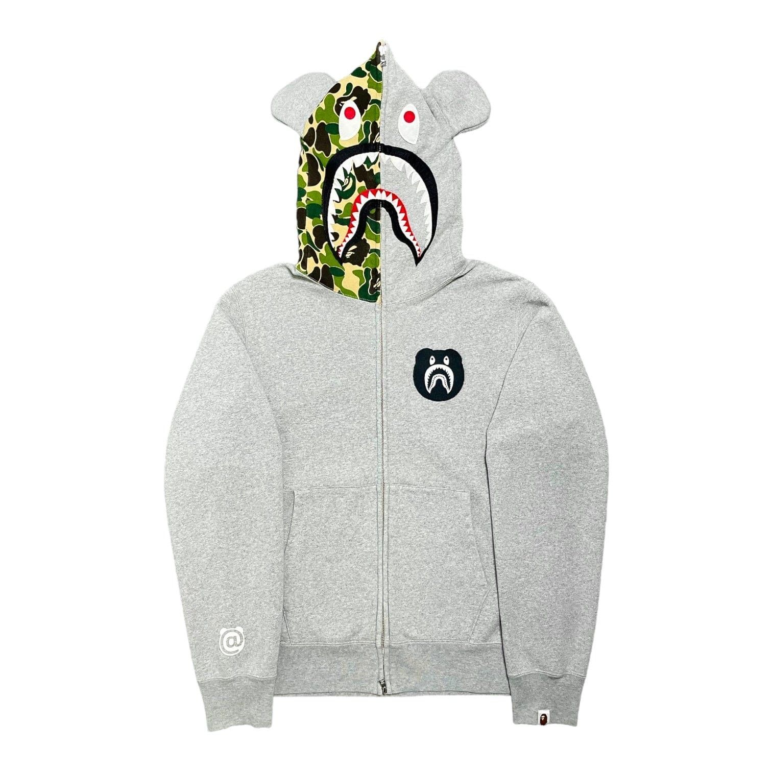 Bape Medicom Toy Half Camo Shark Bear Full Zip Hooded Sweatshirt Grailed