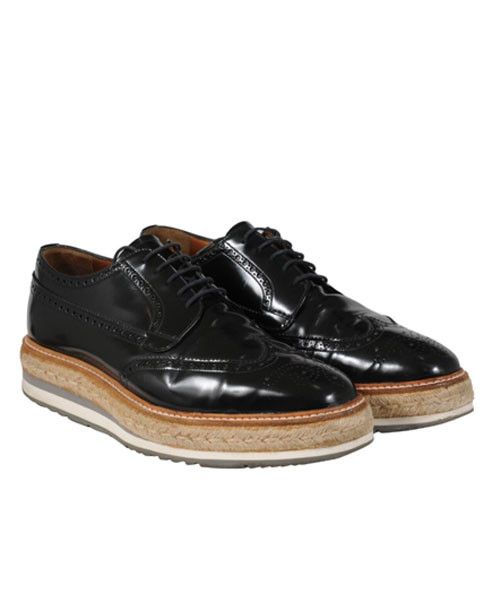 Prada Platform Brogue Black Leather Wingtip - 02481 Size US 8.5 / EU 41-42 - 1 Thumbnail