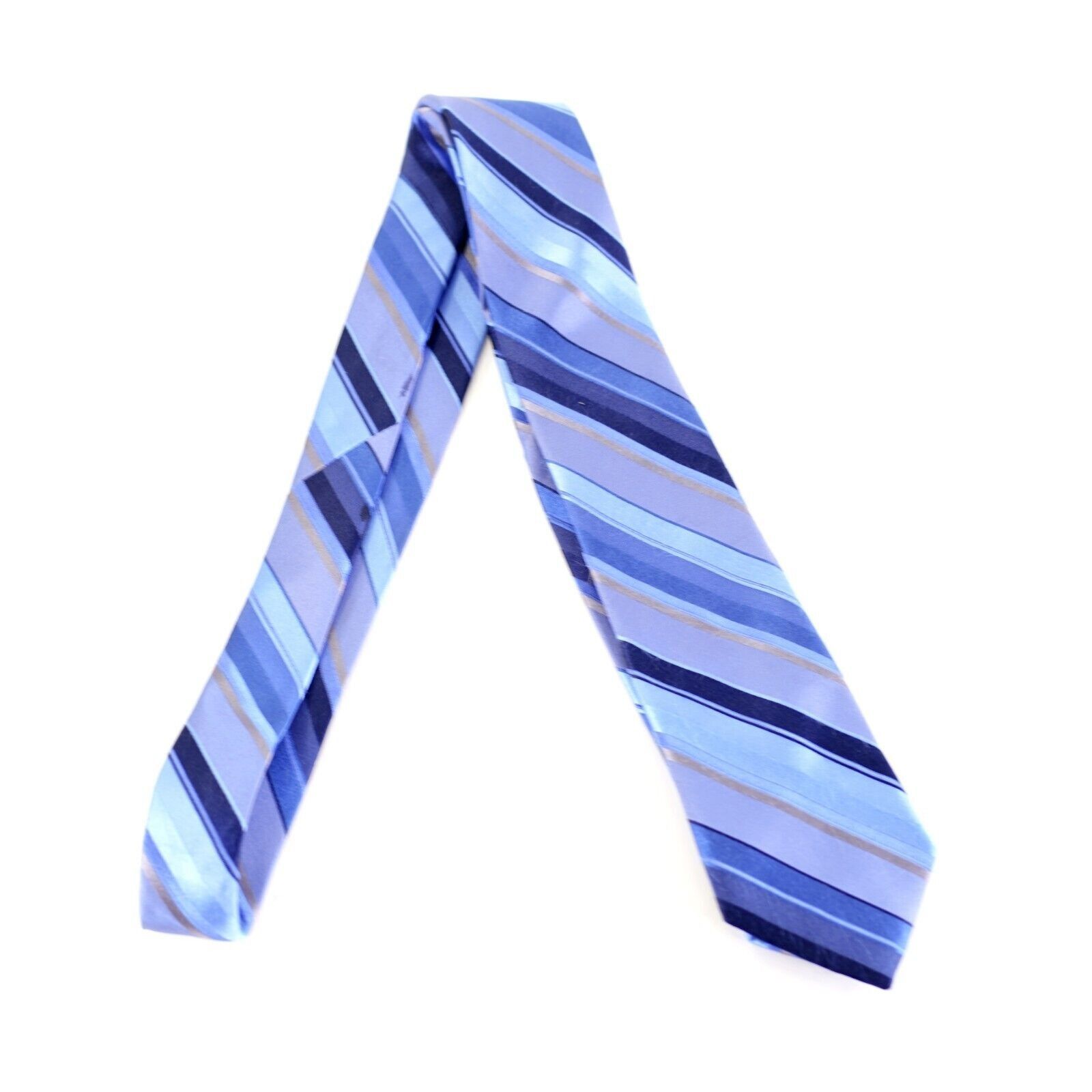 Van Heusen Van Heusen Blue Striped Woven Skinny Silk Tie Size ONE SIZE - 7 Thumbnail