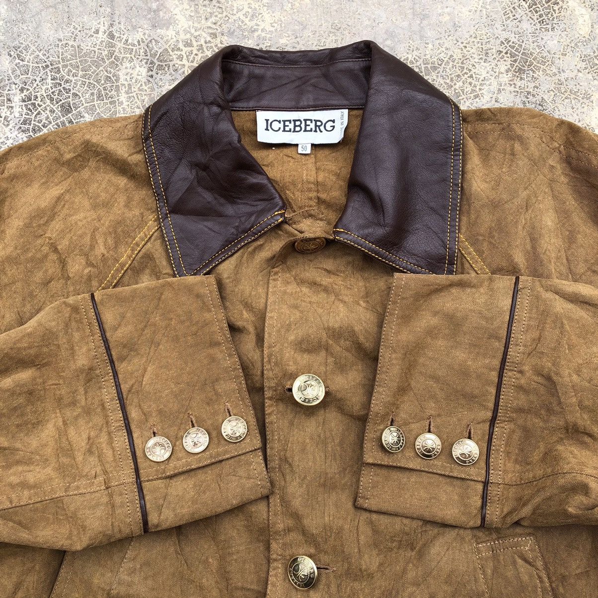 Designer × Iceberg ICEBERG Rare Leather Collar Chore Jacket Size US M / EU 48-50 / 2 - 8 Thumbnail