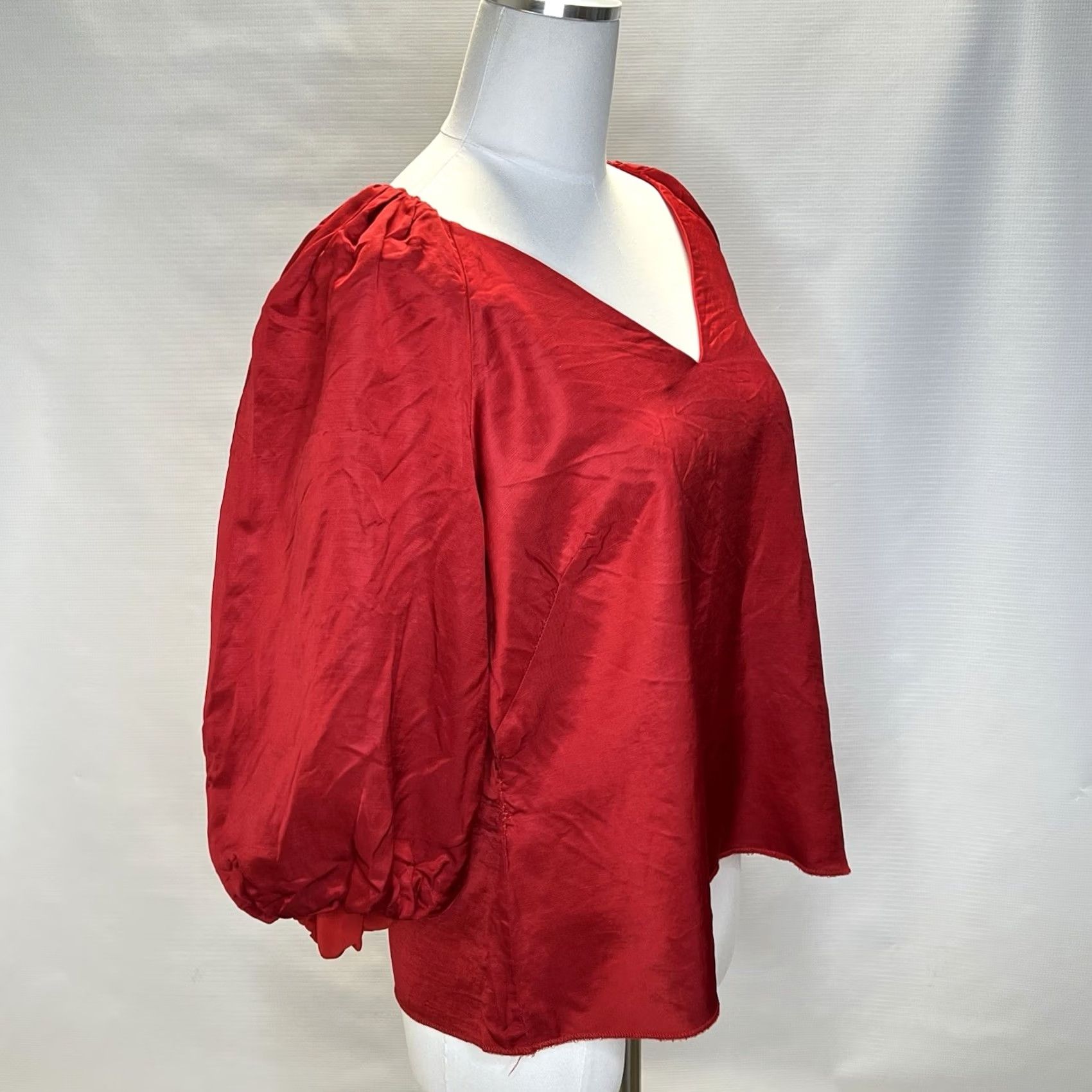Ralph Lauren Ralph Lauren Womens Blouse Red Satin Shantung 3/4 Sleeve V-Neck Hook & Eye Size 14 Regular Linen Polyester Viscose Lined Casual Vintage No Size XL / US 12-14 / IT 48-50 - 6 Thumbnail