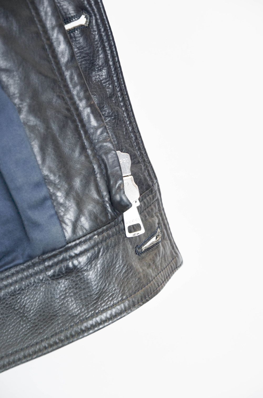 Gucci Gucci Vintage Distressed Leather Field Jacket – Size 50 Size US M / EU 48-50 / 2 - 17 Thumbnail
