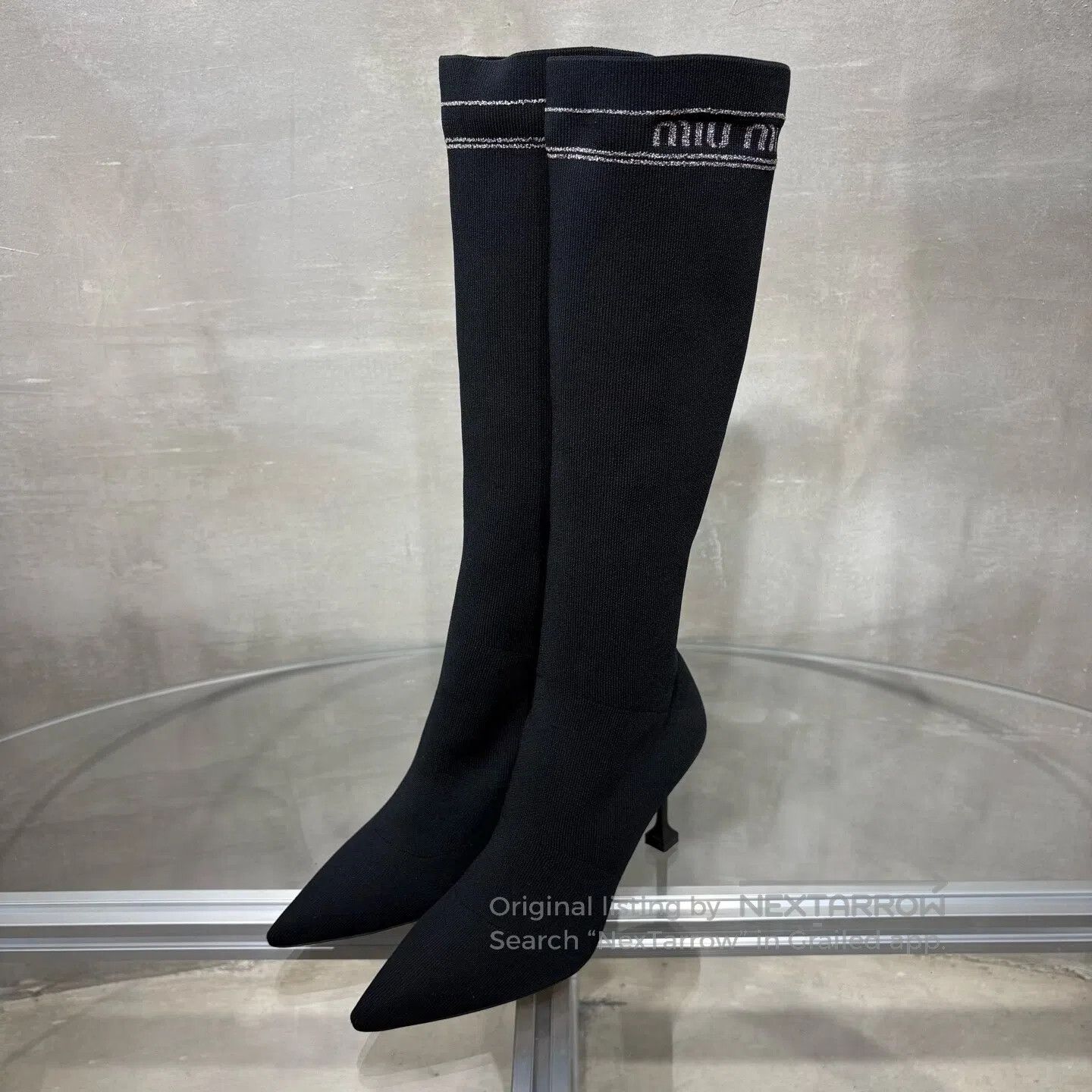 Miu Miu Miu Miu Black knee-length boots Size US 6.5 / IT 36.5 - 1 Thumbnail
